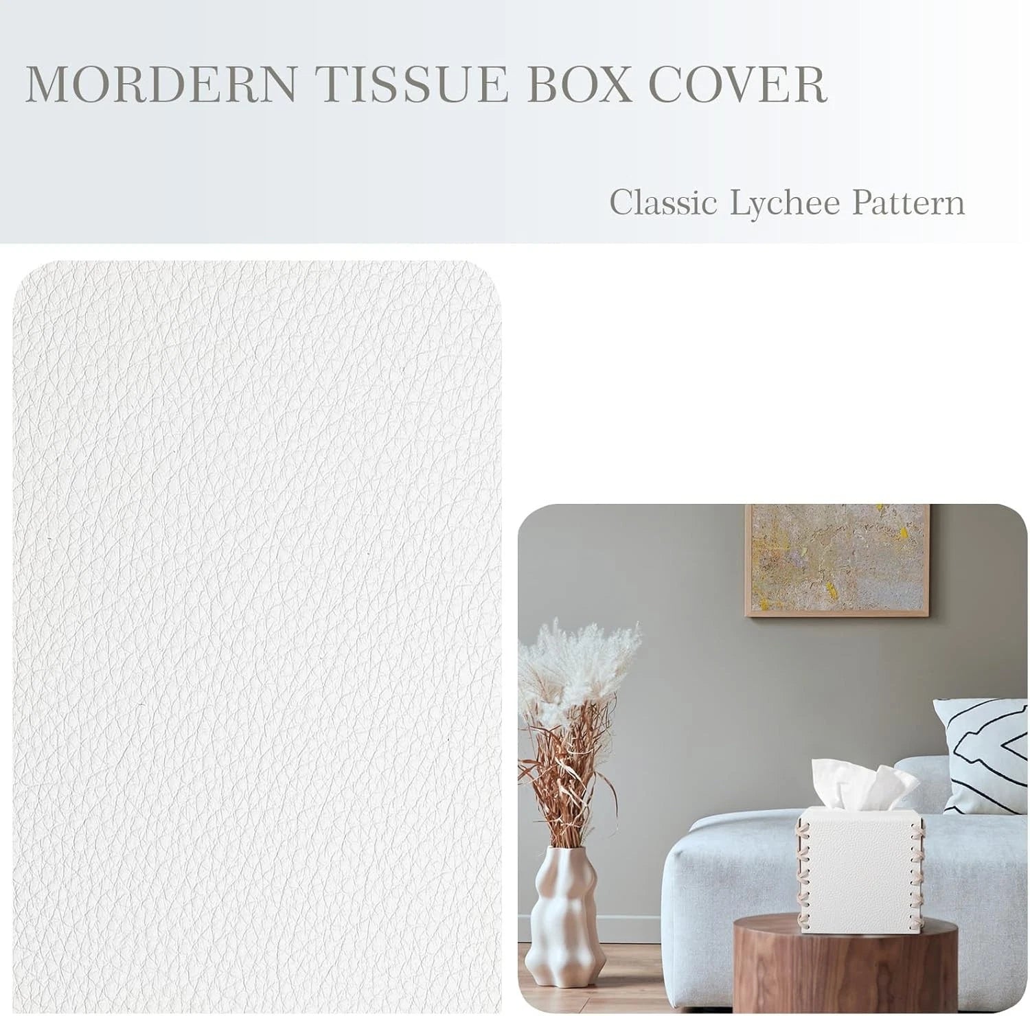 Tissue Box Cover PU Leather Holder Square Decorative Square, White | eBay