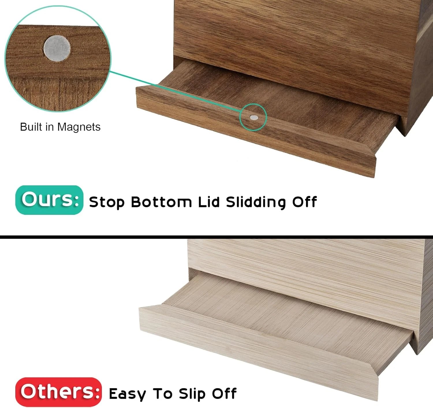 ALELION Tissue Box Cover Square - Acacia Wood Tissue Box Holder for Tabletop Nig | eBay