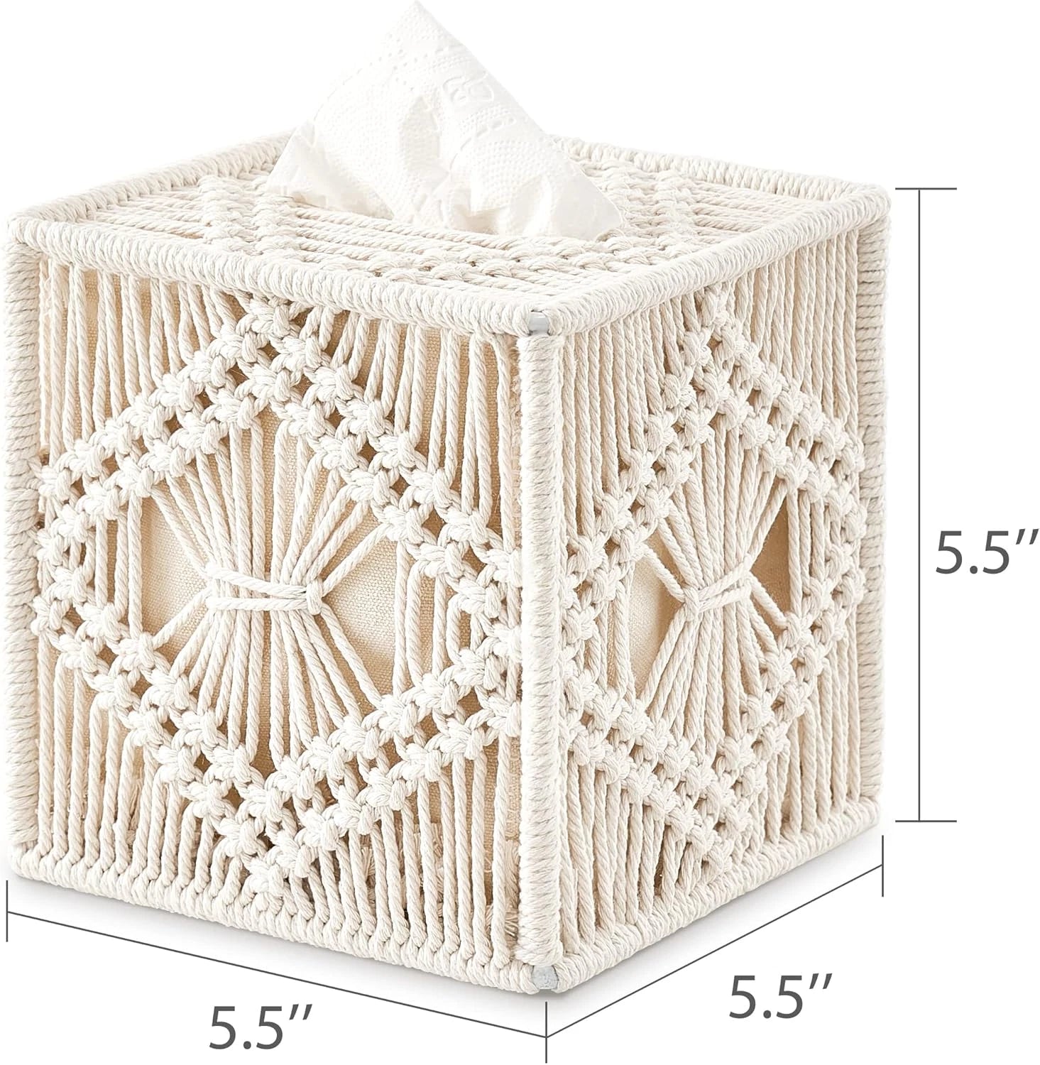 Macrame Tissue Box Cover Boho Woven Square Tissue Holder Bathroom Bedroom Decor | eBay