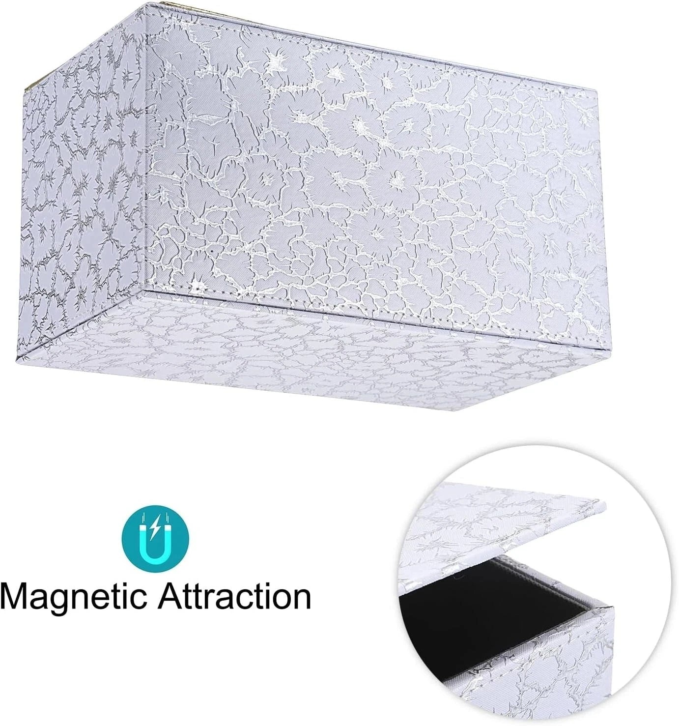 Rectangle Leather Tissue Box Cover - Stylish Magnetic Bottom, Silver | eBay