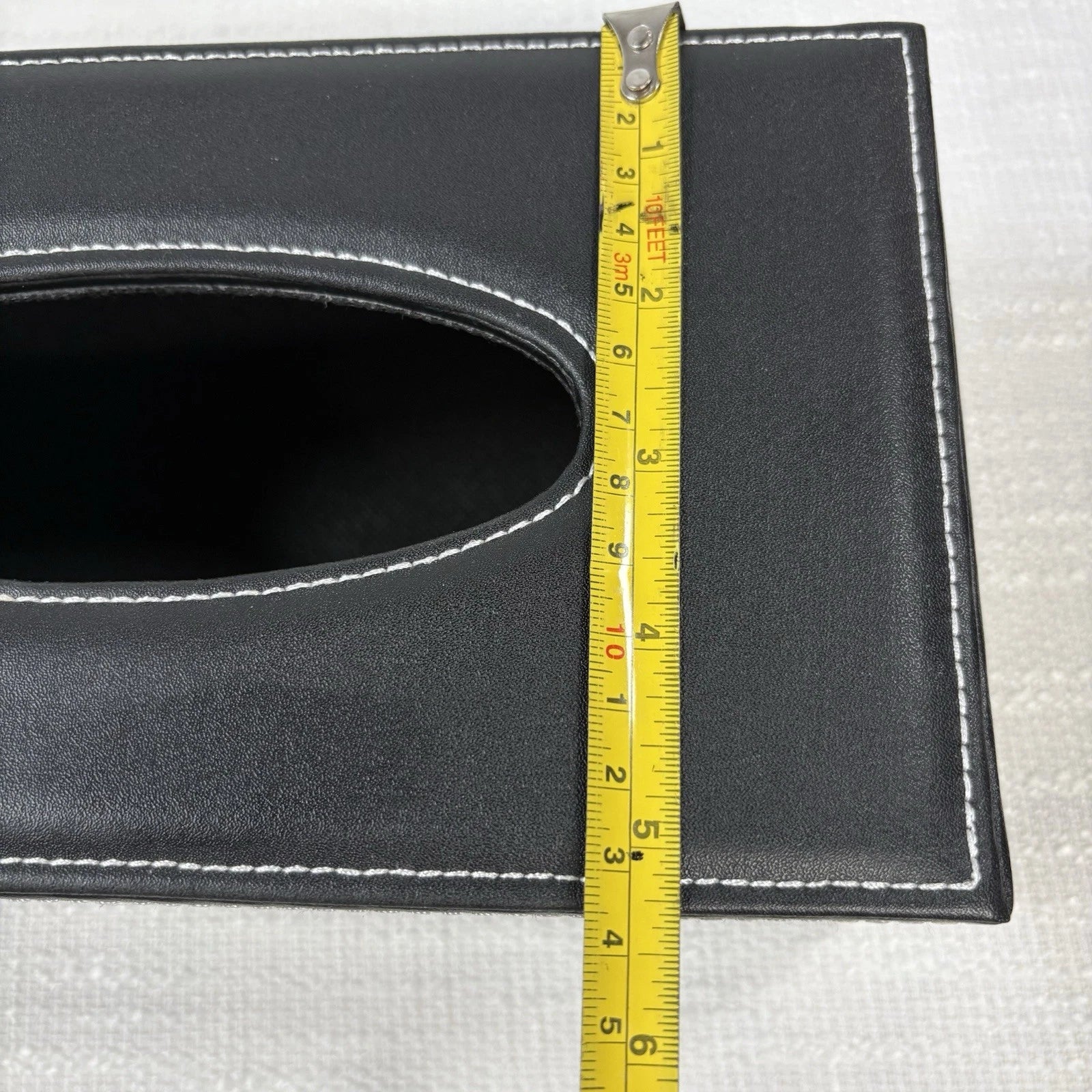 Faux Leather Tissue Box Holder, Rectangular Napkin Dispenser, Black White Trim | eBay