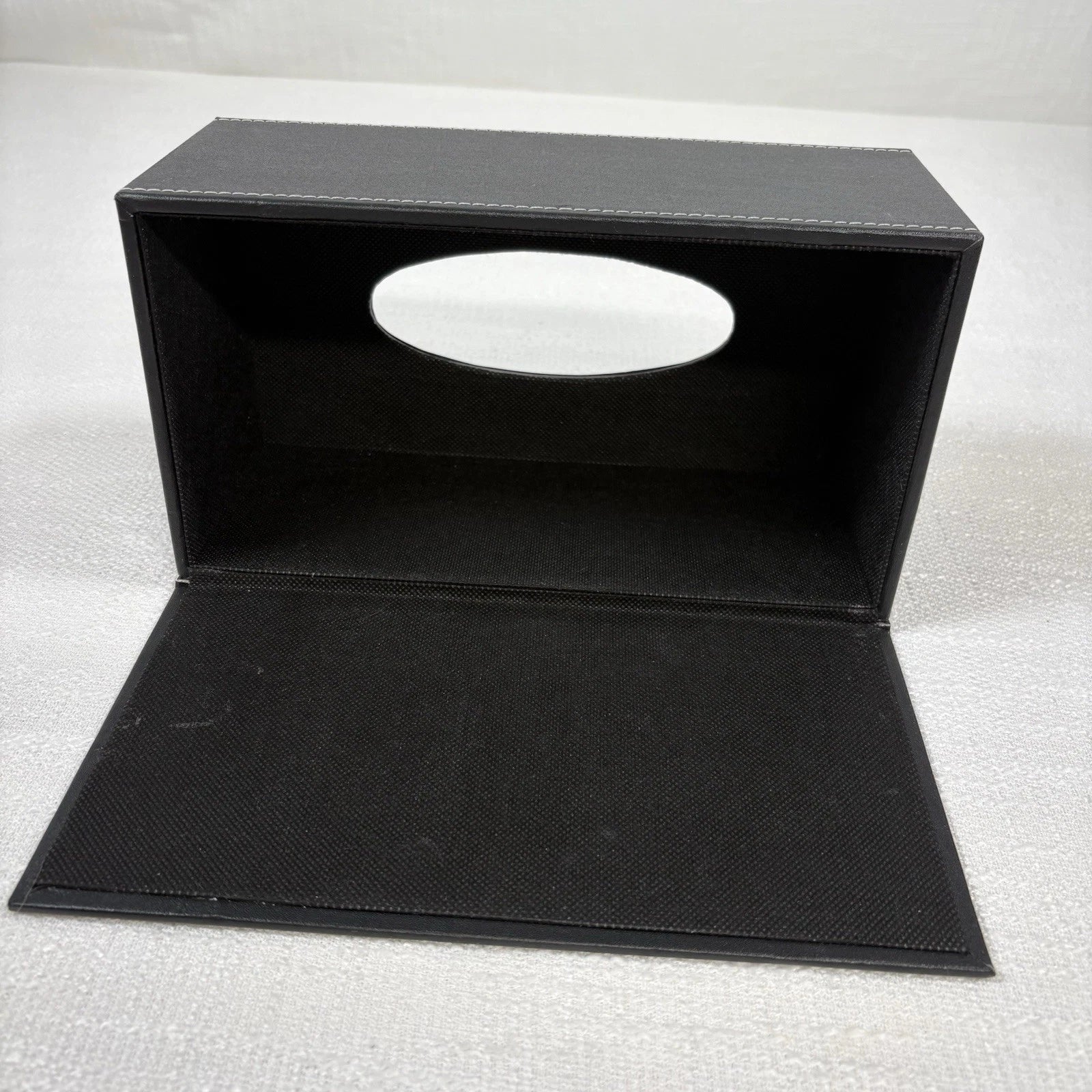 Faux Leather Tissue Box Holder, Rectangular Napkin Dispenser, Black White Trim | eBay