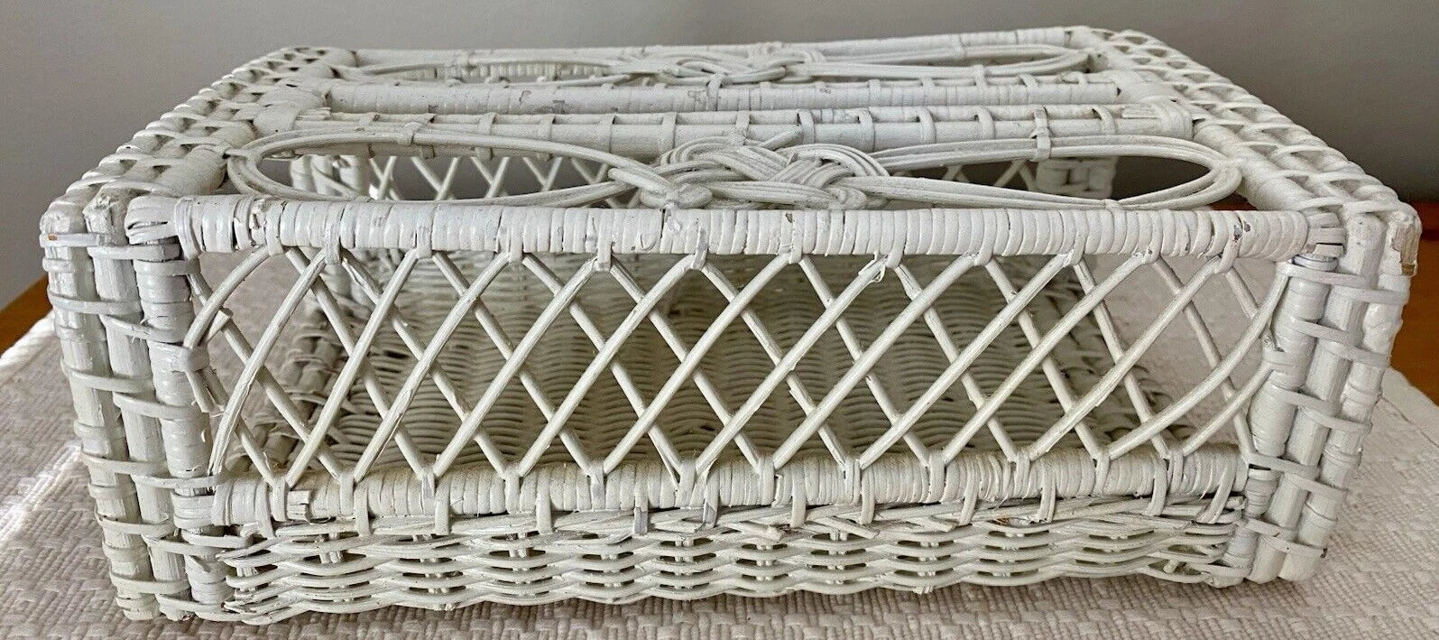 VTG MCM White Wicker Rectangular Bathroom Tissue Box Holder 10” X 5.5” X 4” | eBay