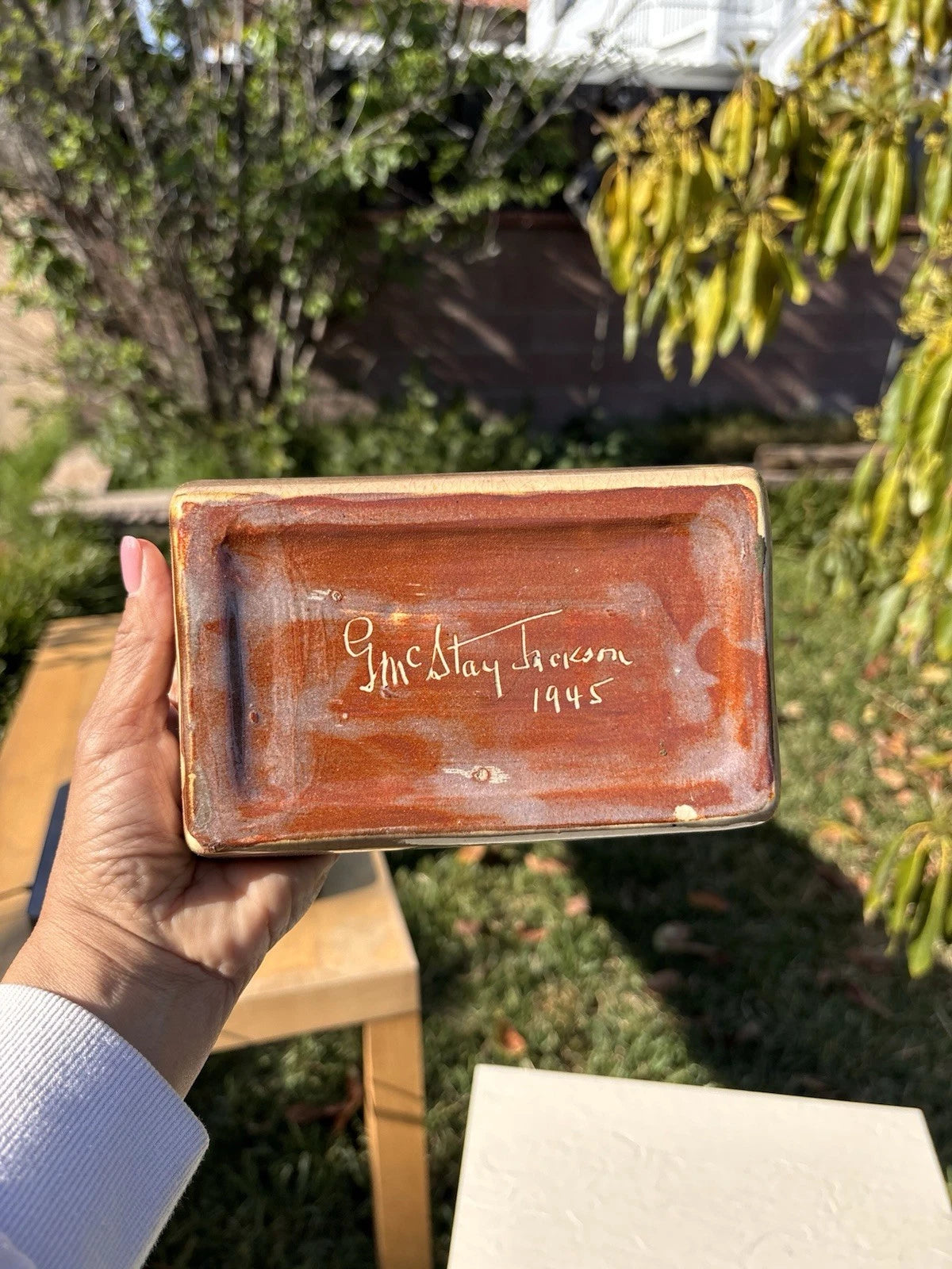 Pottery Ceramic Tissue Box Signed Gm c Stay Jackson 1945 6.5x4” | eBay