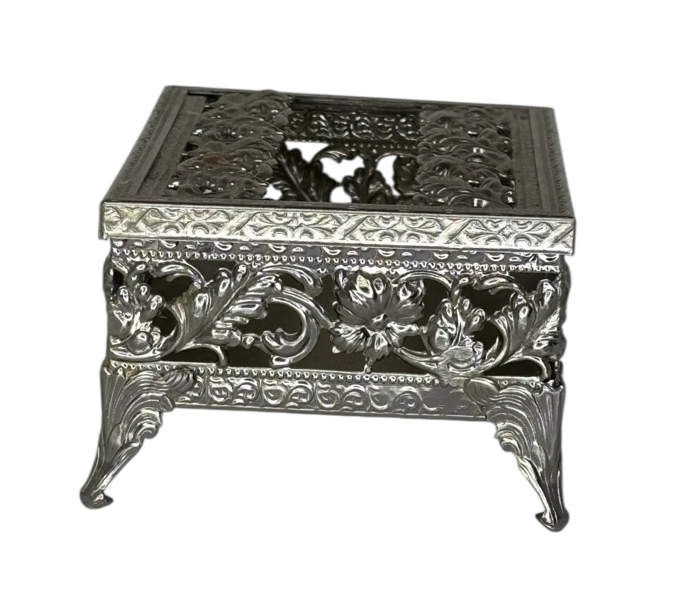 Hollywood Regency Silver Metal Filigree Small Tissue Box Holder Purse Size | eBay