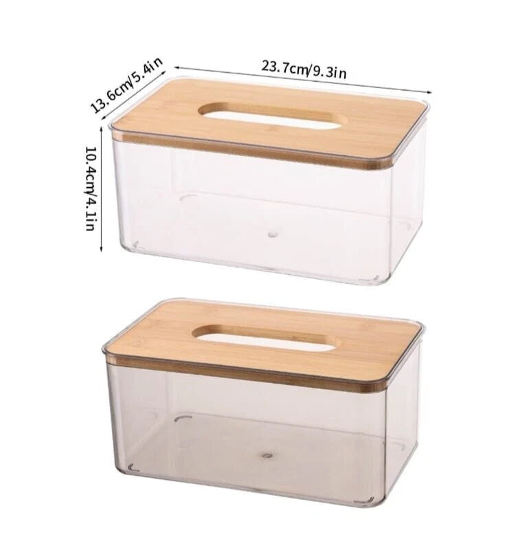Tissue Box With Bamboo Lid For Home Bathroom Kitchen And Office Decoration | eBay