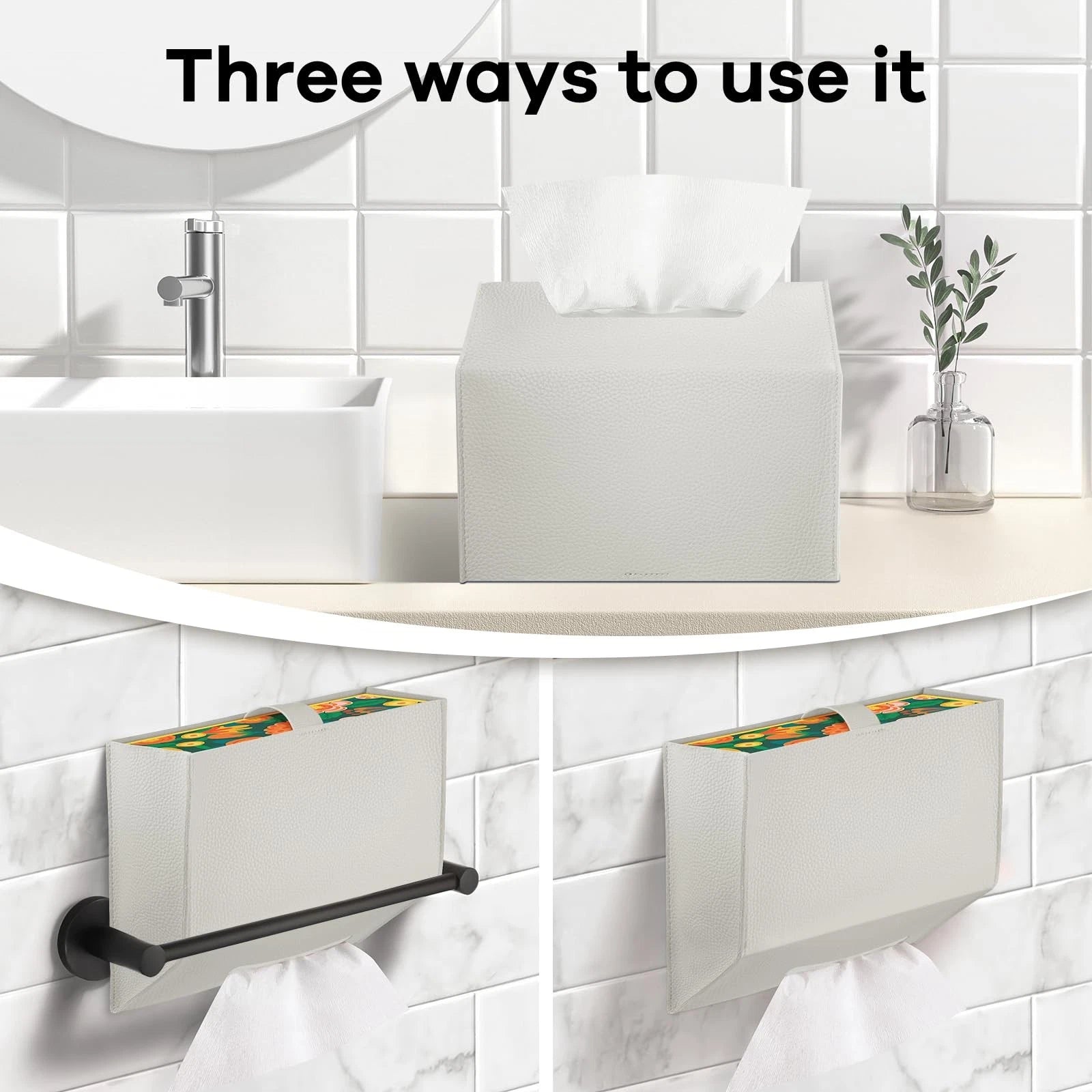 Leather Disposable Paper Hand Towels Tissue Box Cover Holder For Kleenex, Cream | eBay