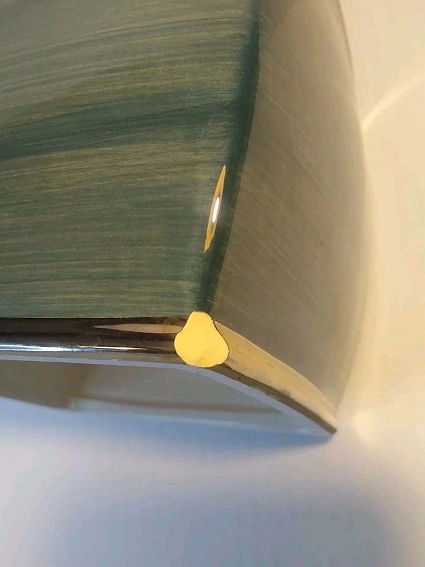 Nicole Miller Ceramic Tissue Box Cover Blue w/Silver Trim, lower corner chip | eBay