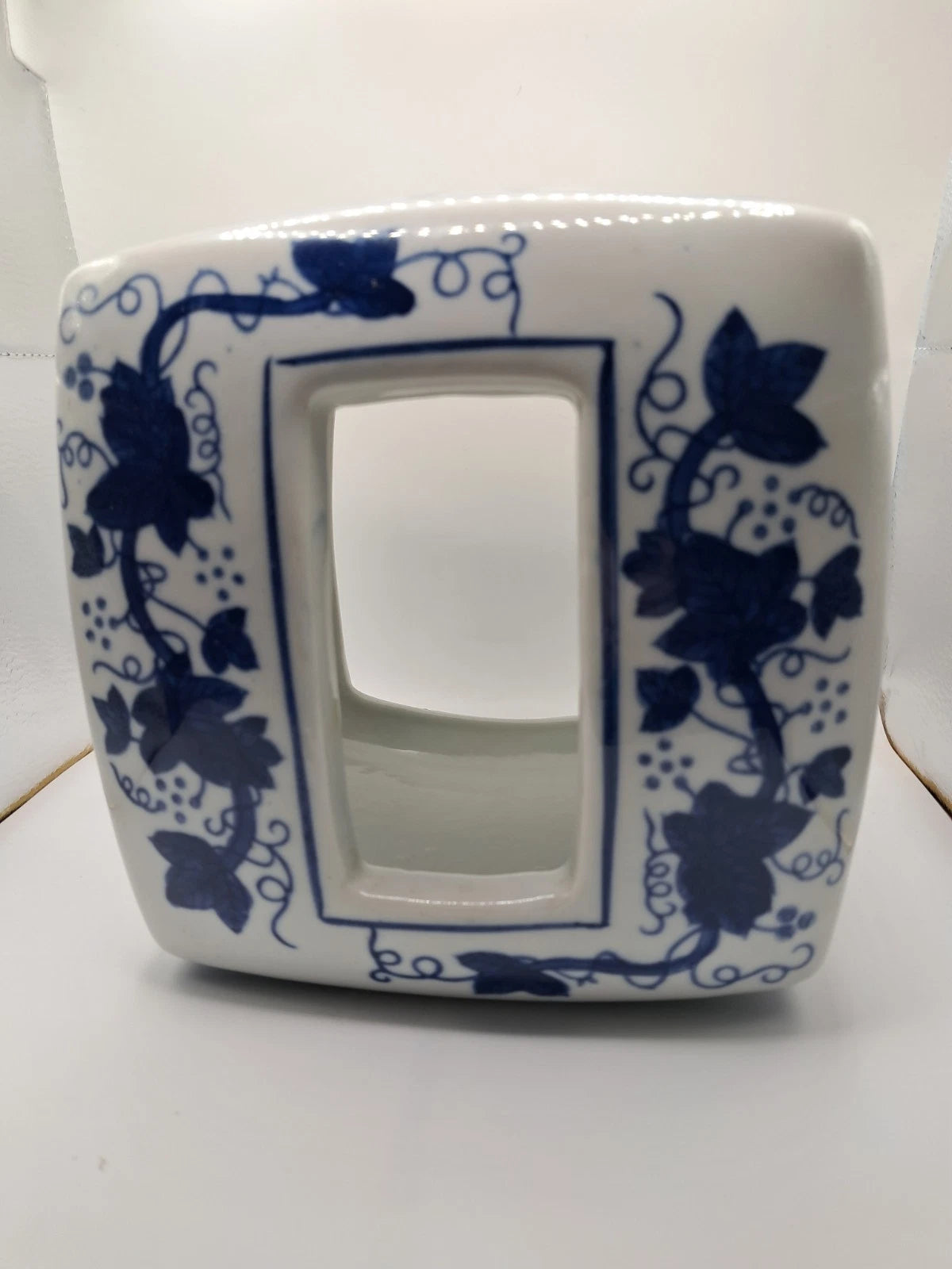 Blue White Grape Vine Leaves Heavy Ceramic Bathroom Tissue Holder 6 1/4" Square | eBay