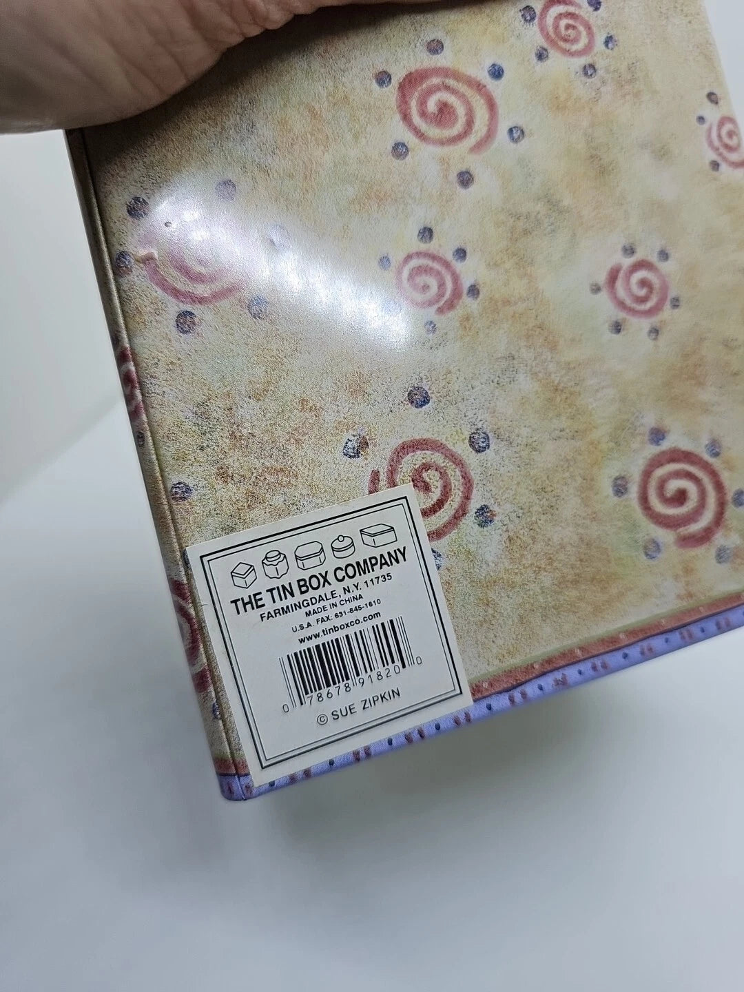 Sue Zipkin Tin Metal Tissue Box Cover Pastel Swirls Purple Pinks | eBay