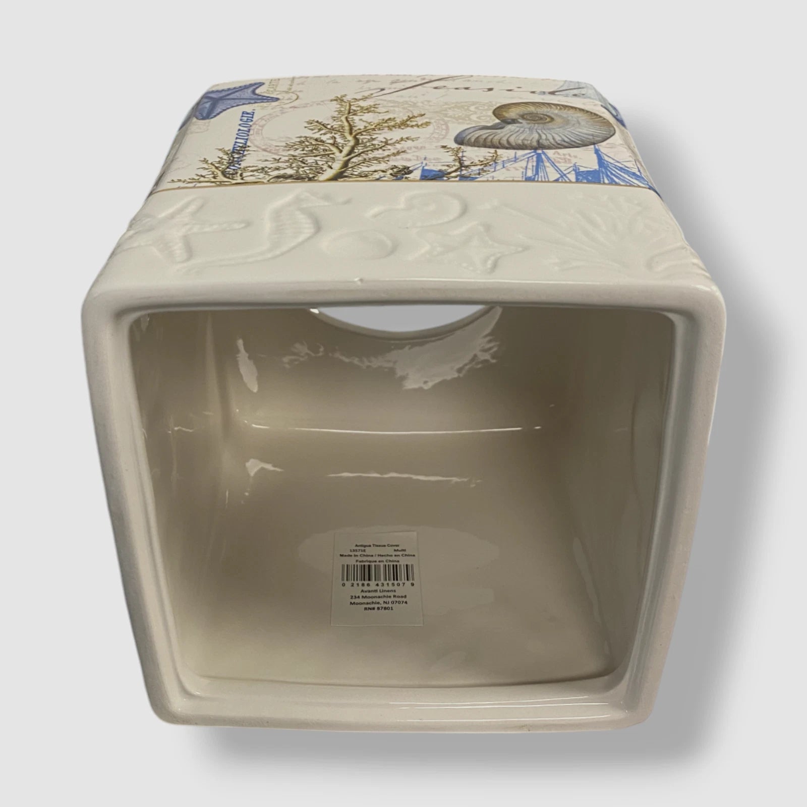 Avanti Beige Starfish & Seashells Ceramic Tissue Box Cover. | eBay