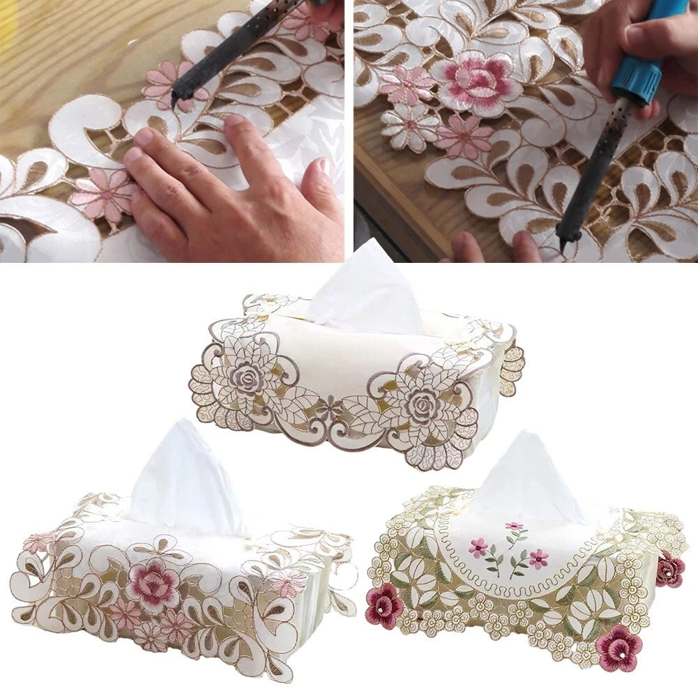 Exquisite Vintage Lace Fabric Tissue Box Cover Embroidered Tissue Box Cover | eBay