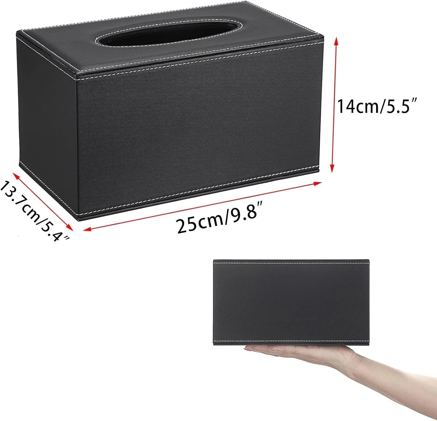 Large Black Rectangular Leather Tissue Box Cover with Magnetic Bottom forOffice | eBay