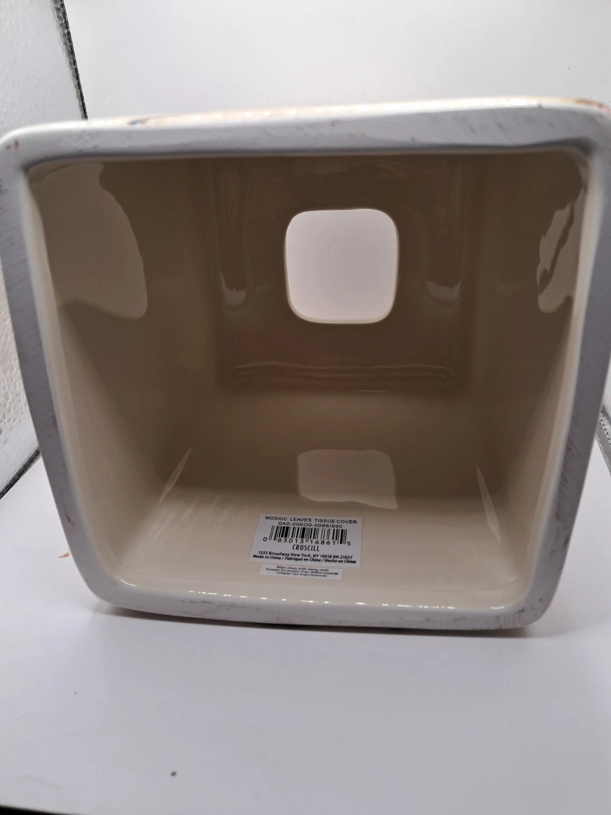 Croscill Ceramic Porcelain Tissue Box Cover Mosaic Leaves Bathroom 5.25" x 6" | eBay