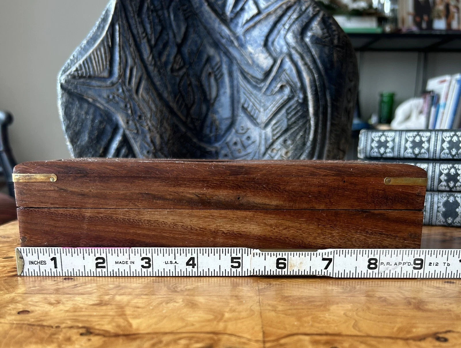 Hand Carved Wood Brass Inlay Tissue or Napkin Box Holder India Boho Decor | eBay