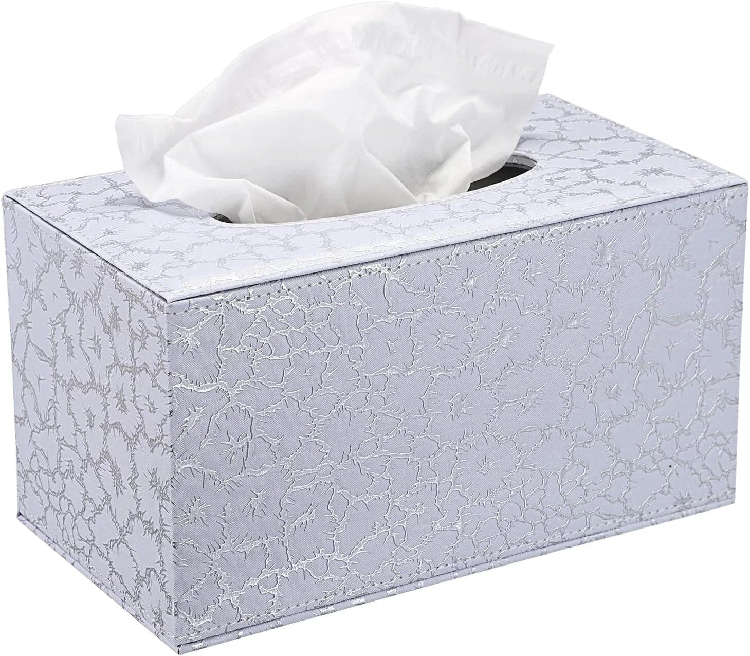Rectangle Leather Tissue Box Cover - Stylish Magnetic Bottom, Silver | eBay