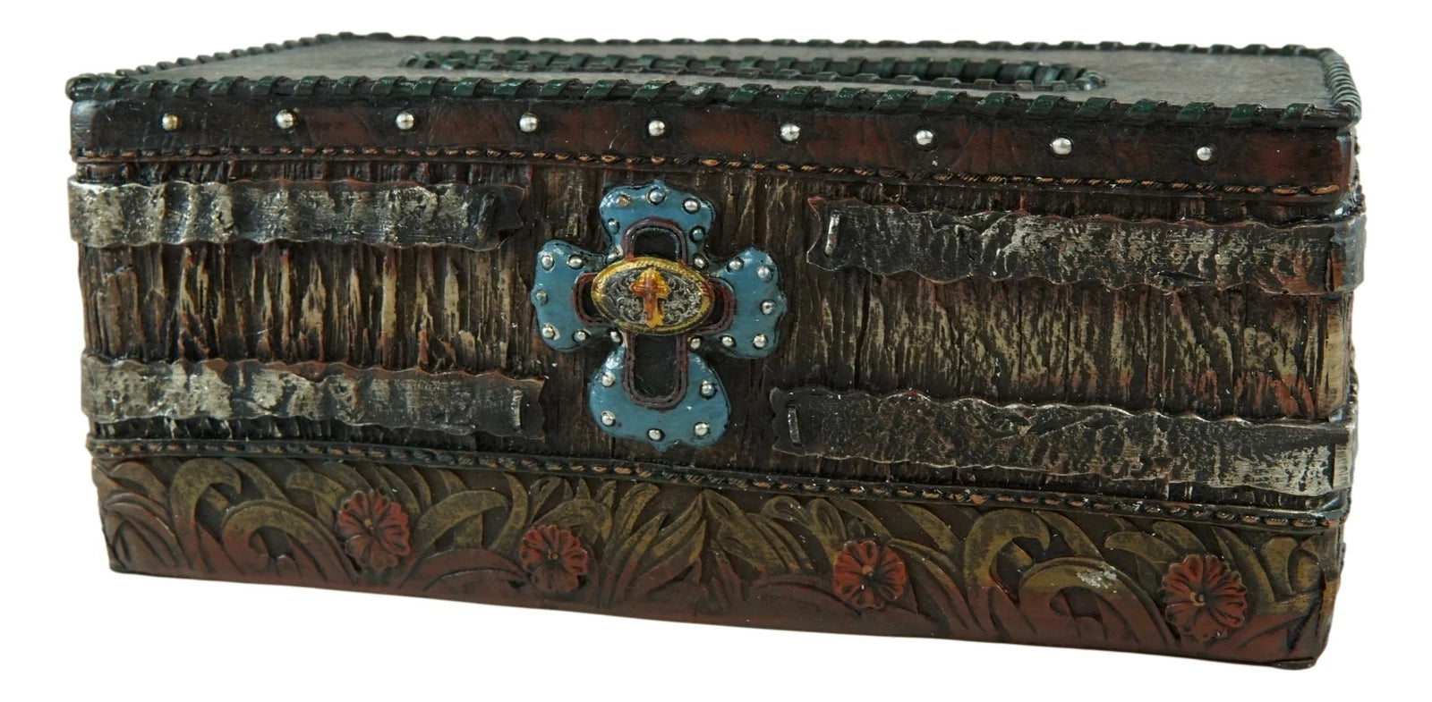 Country Rustic Western Blue Cross W/ Concho Rectangular Tissue Box Holder Case | eBay