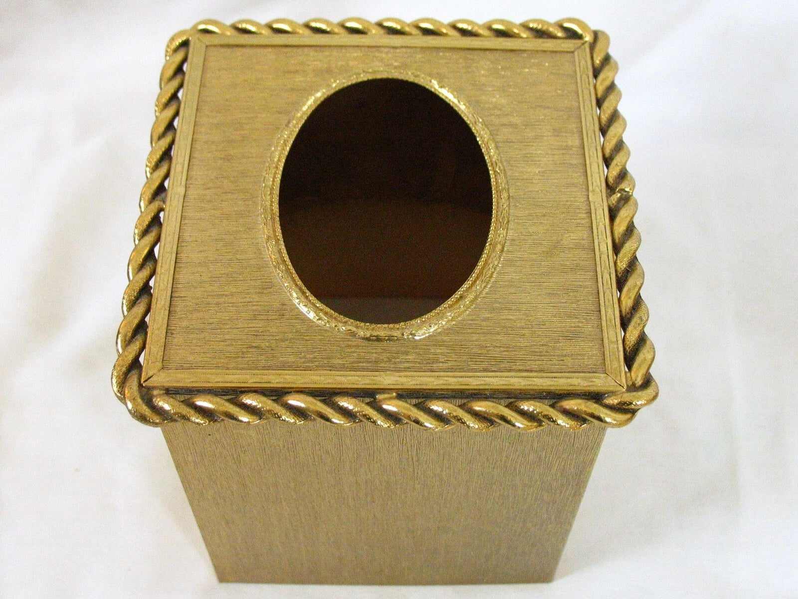 Vintage 90s Hollywood Regency Gold Metal Tissue Box Cover – Tassel & Rope | eBay