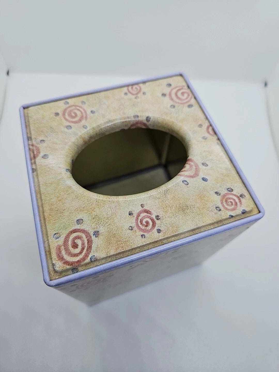 Sue Zipkin Tin Metal Tissue Box Cover Pastel Swirls Purple Pinks | eBay