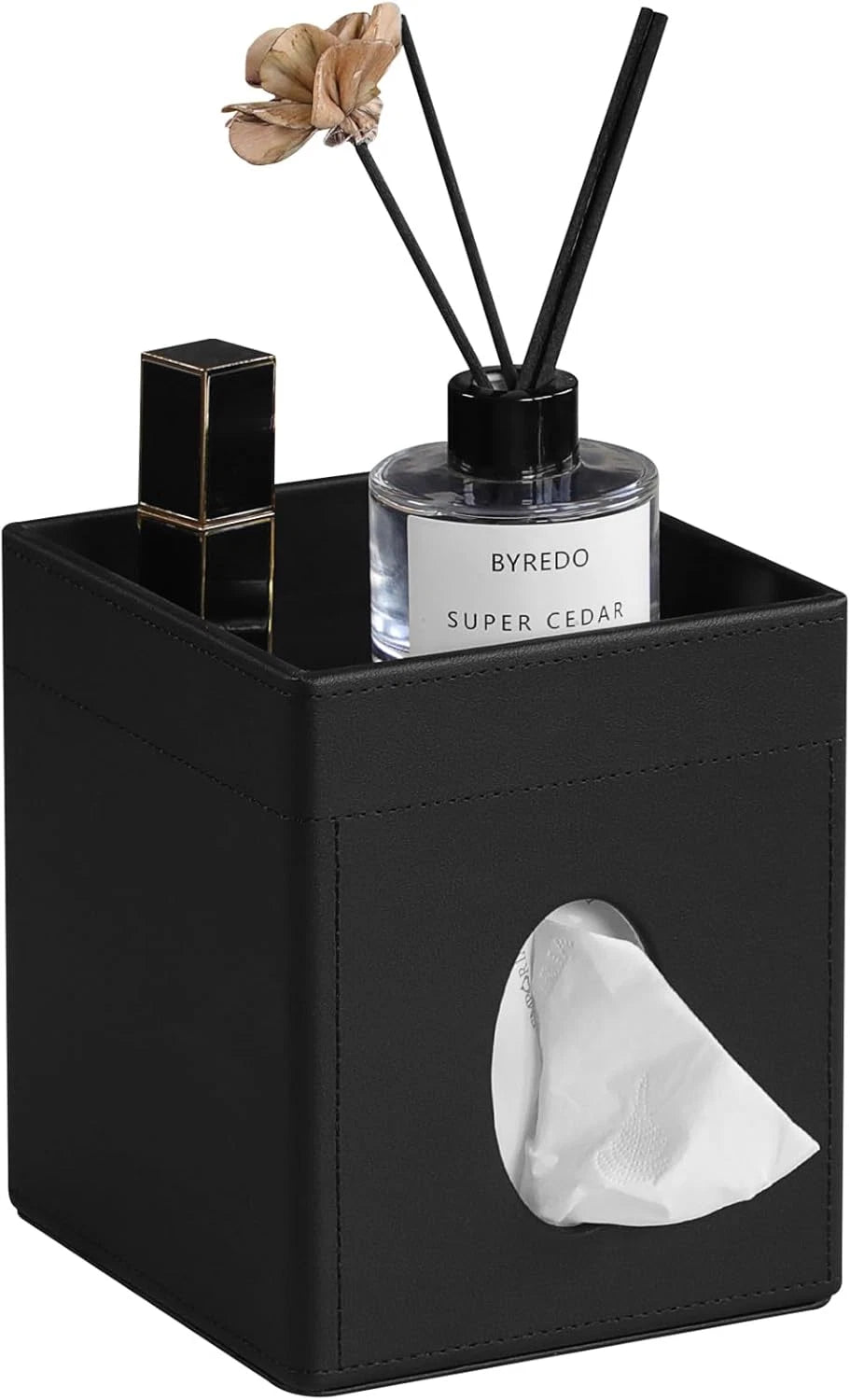 Tissue Box Cover, PU Leather Square Tissue Box Holder with Storage Tray for Bath | eBay