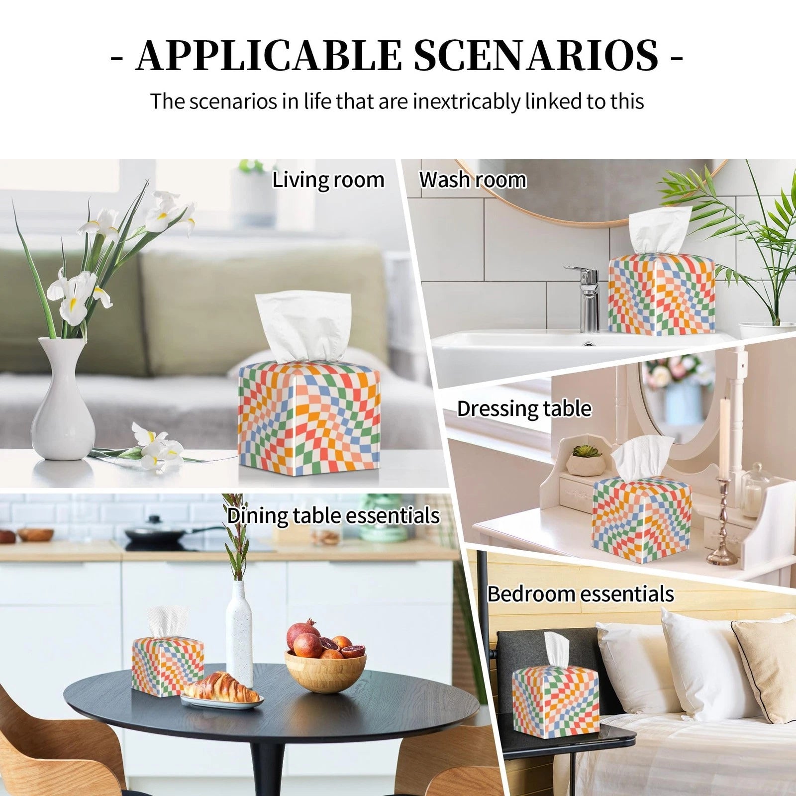 Best Box Holder Wavy Checkerboard Tissue Cover Square Leather Organizer Portable | eBay