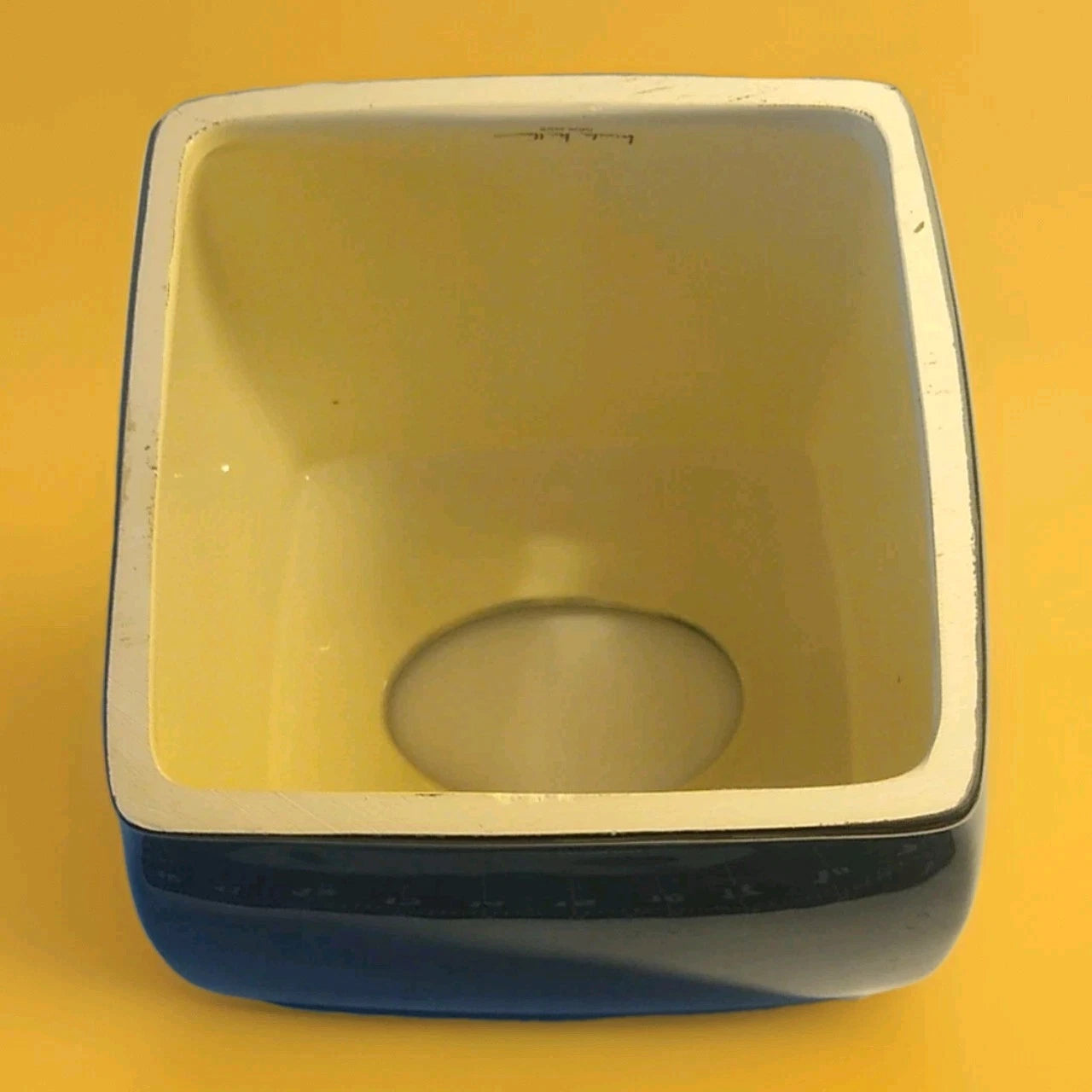 Nicole Miller Ceramic Tissue Box Cover Blue w/Silver Trim, lower corner chip | eBay