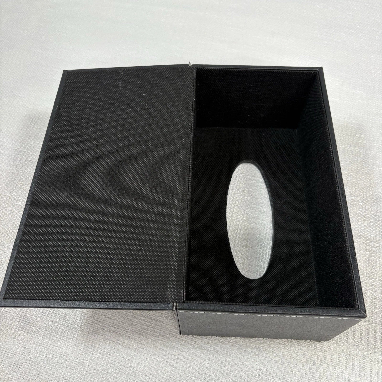 Faux Leather Tissue Box Holder, Rectangular Napkin Dispenser, Black White Trim | eBay