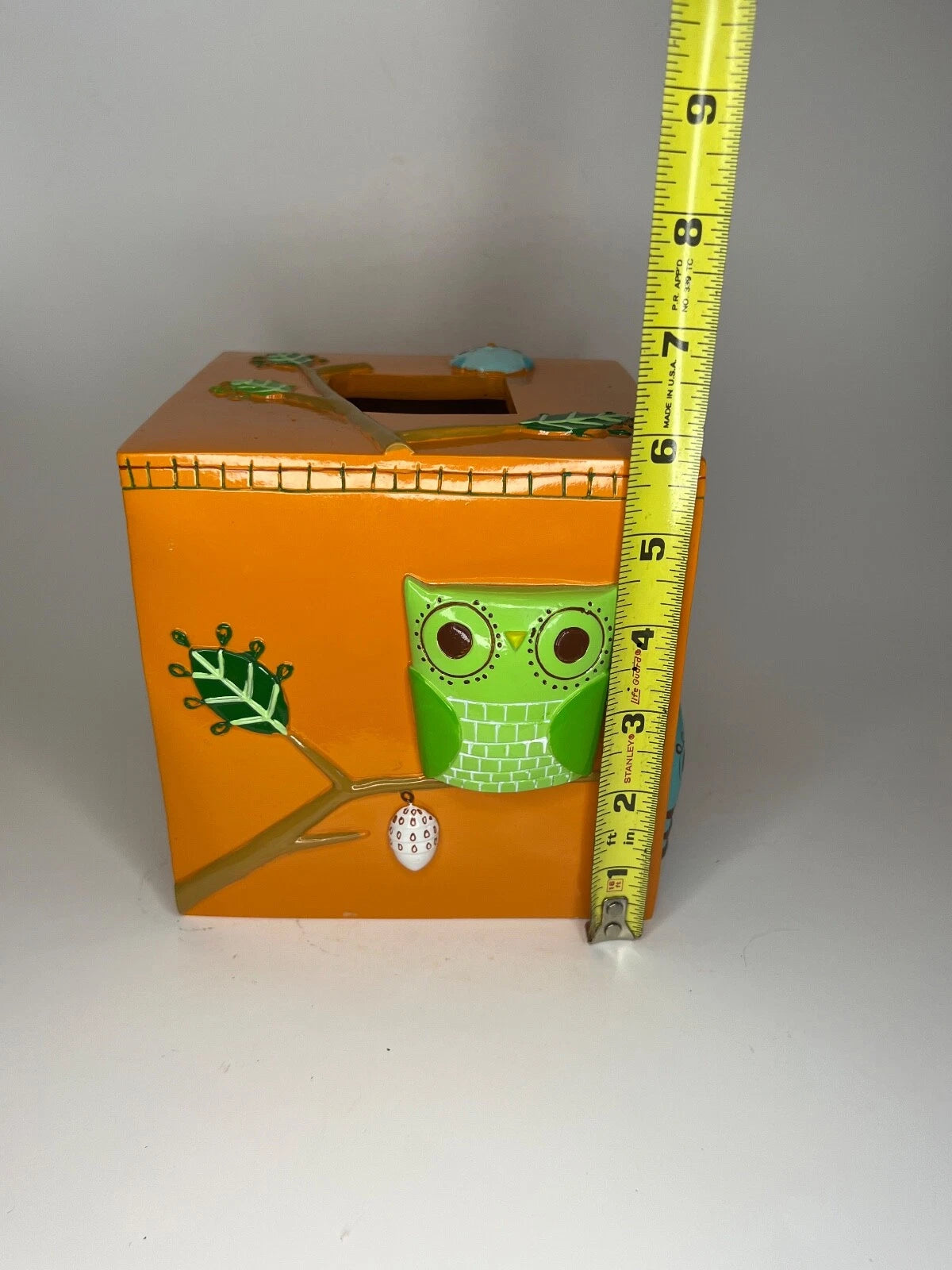 Give a Hoot Owl Tissue Box Holder Creative Bath Orange Resin 5.75" Square AS IS | eBay