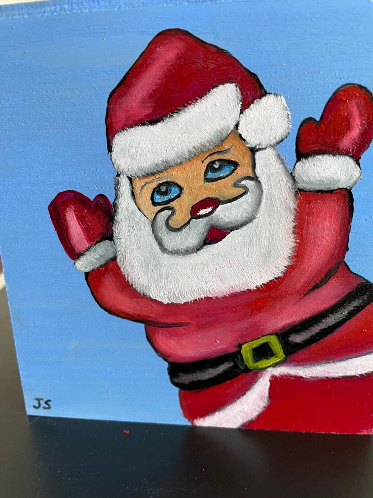 Hand painted wood tissue box cover cute happy Santa Claus | eBay