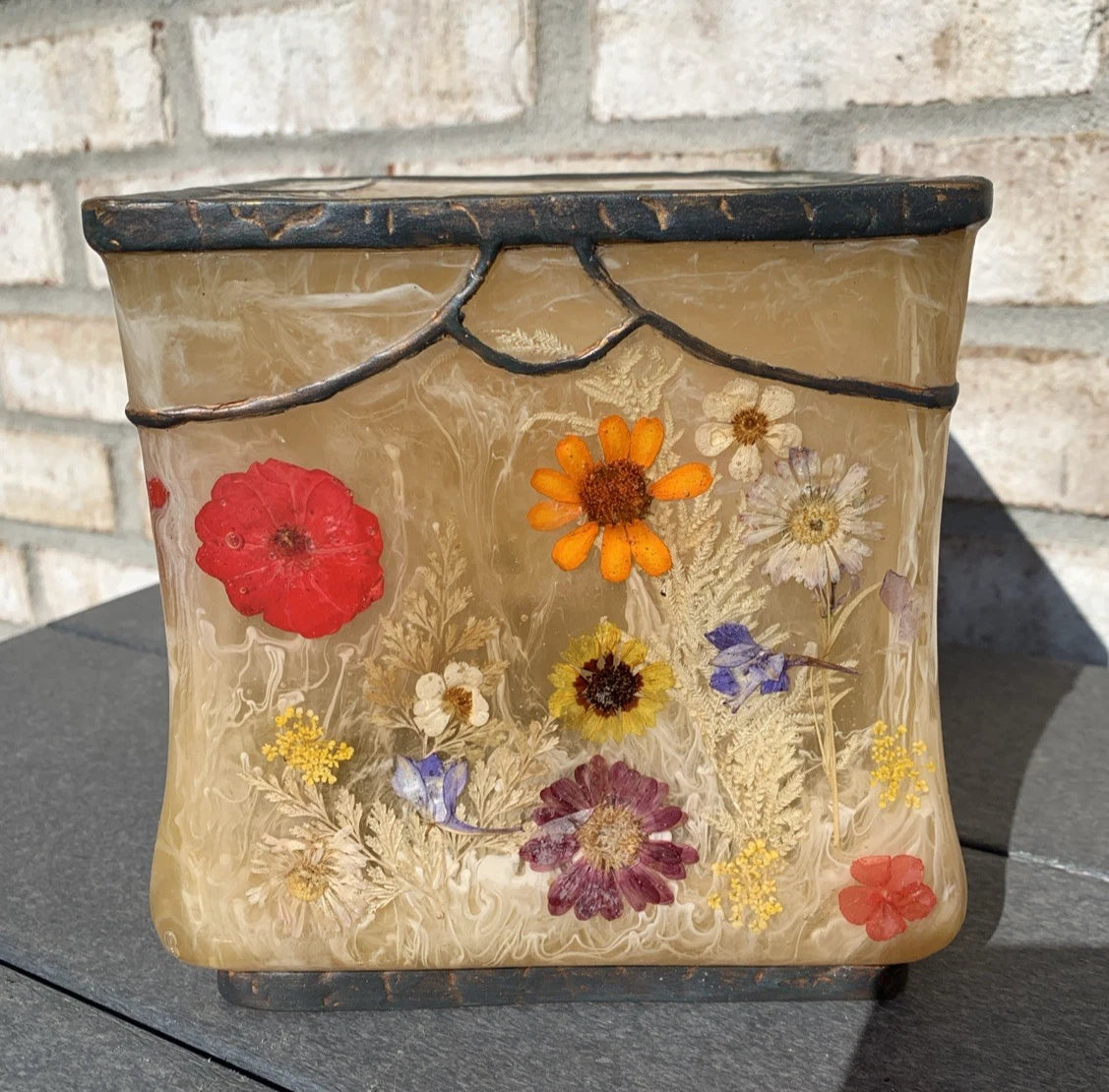 Vintage Acrylic Tissue Box Cover Fresh Fields Pressed Flowers So Pretty!! | eBay