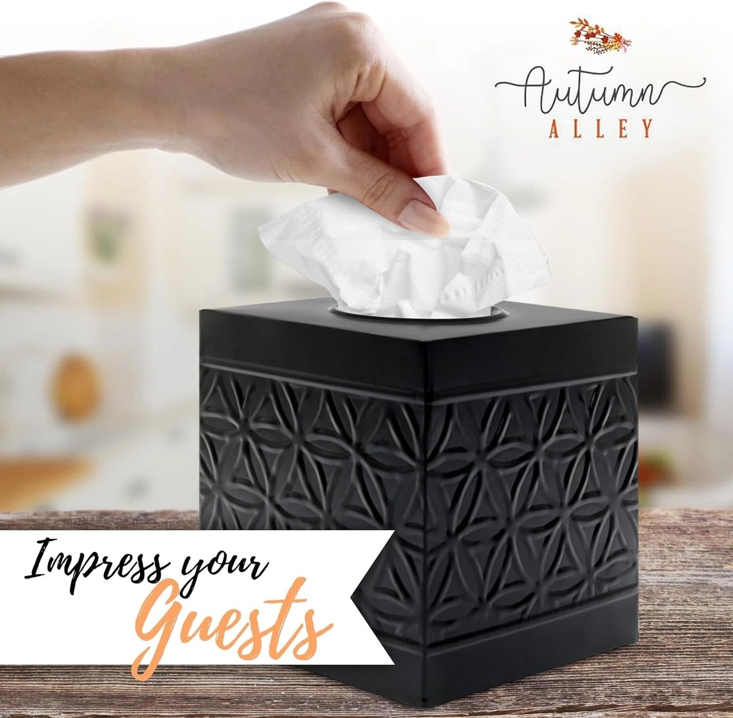 Autumn Alley Black Tissue Box Cover Square, Matte Black Bathroom Accessories | eBay