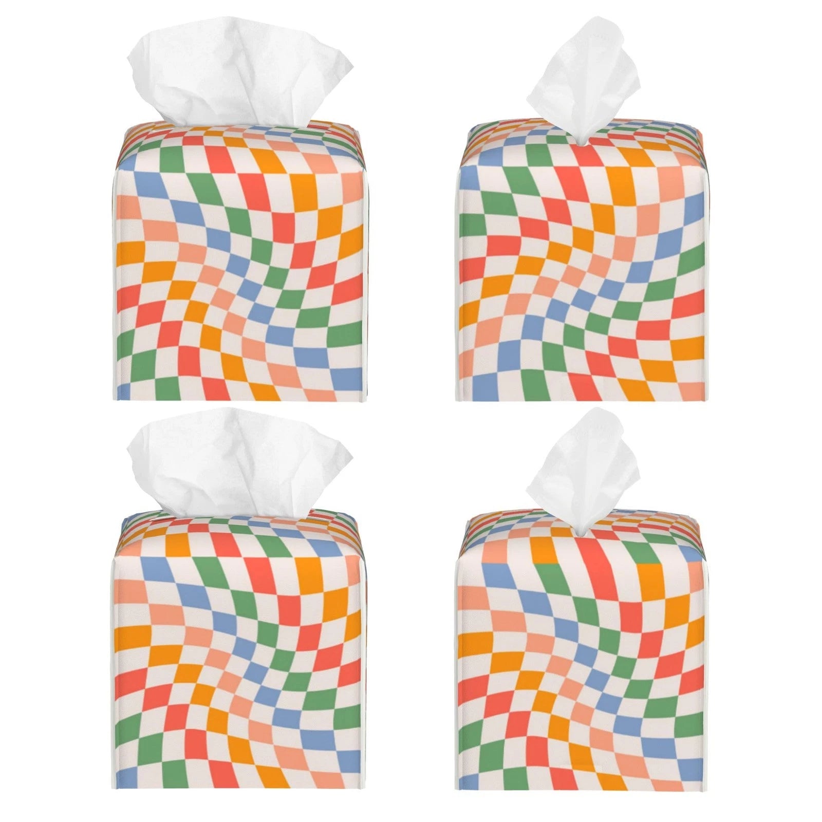 Best Box Holder Wavy Checkerboard Tissue Cover Square Leather Organizer Portable | eBay