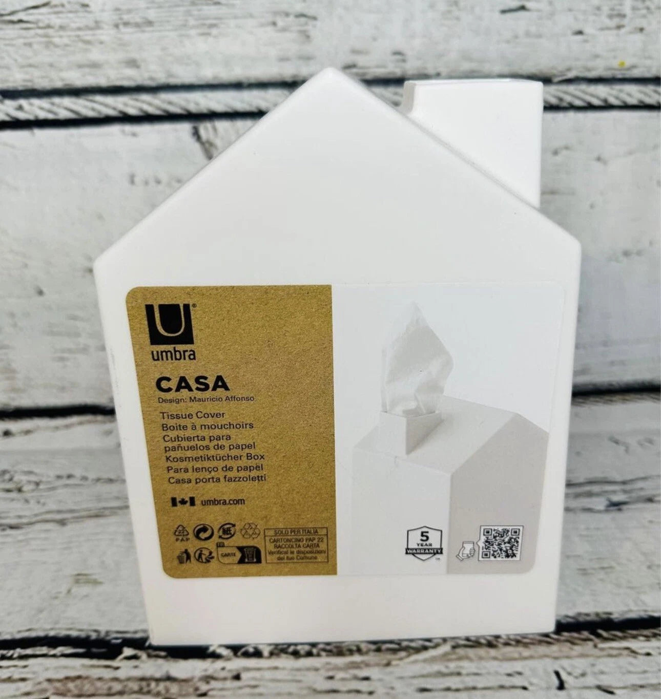 Casa Tissue Box Cover House Shaped Square Tissue Box Holder White Plastic | eBay