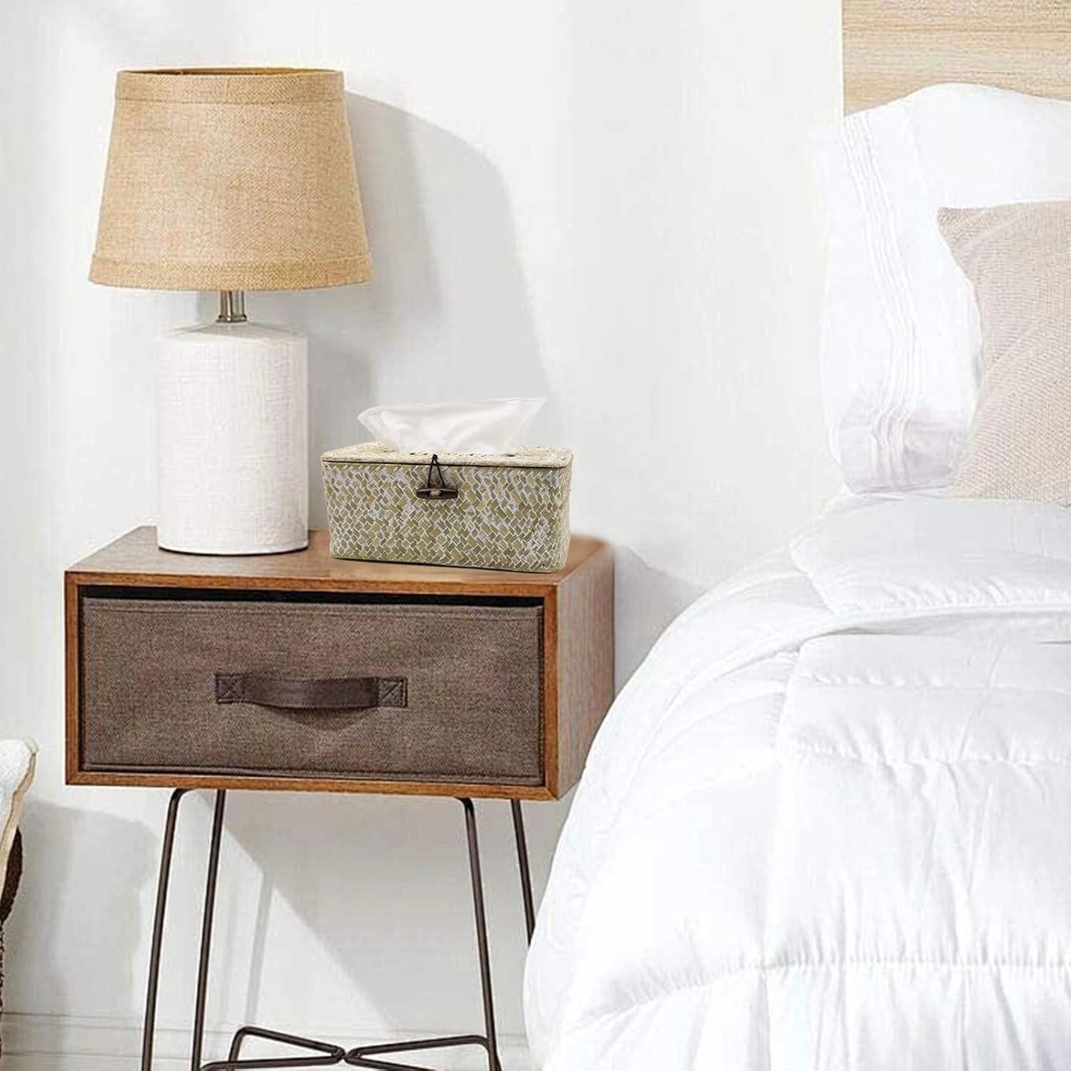 Tissue Box Cover Rectangle Seagrass Tissue Box,Woven Tissue Box Holder with Lid, | eBay