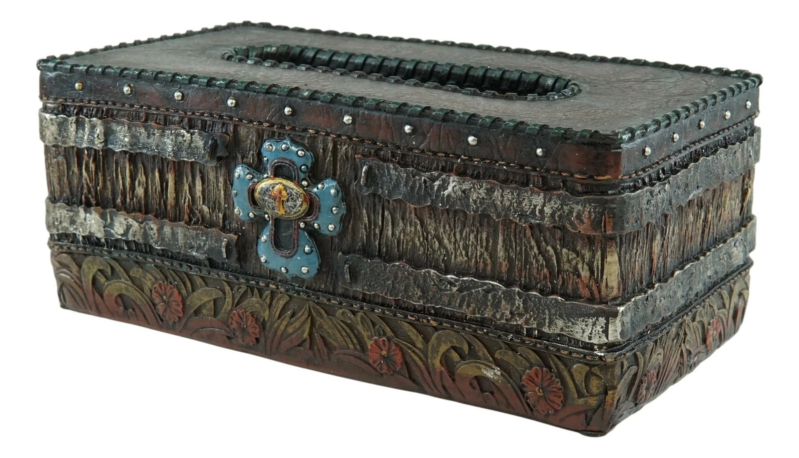 Country Rustic Western Blue Cross W/ Concho Rectangular Tissue Box Holder Case | eBay