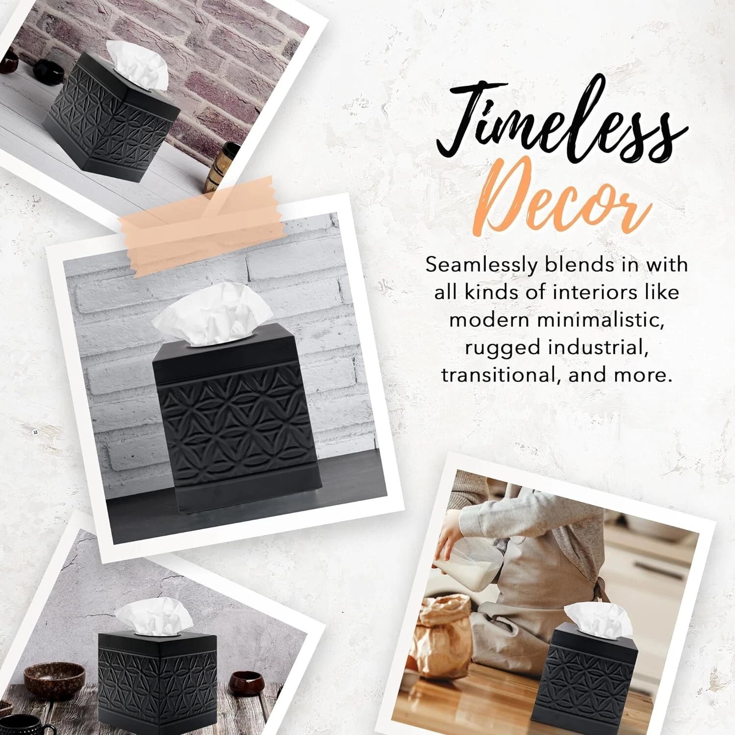 Autumn Alley Black Tissue Box Cover Square, Matte Black Bathroom Accessories | eBay