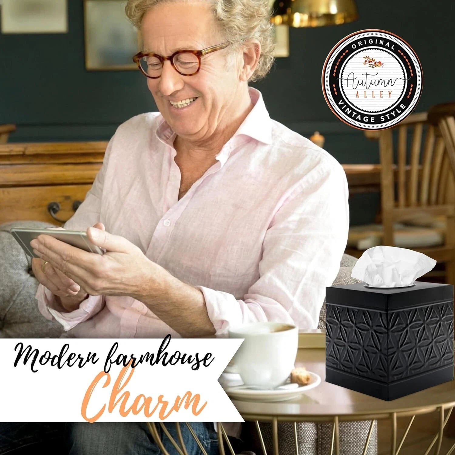 Autumn Alley Black Tissue Box Cover Square, Matte Black Bathroom Accessories | eBay