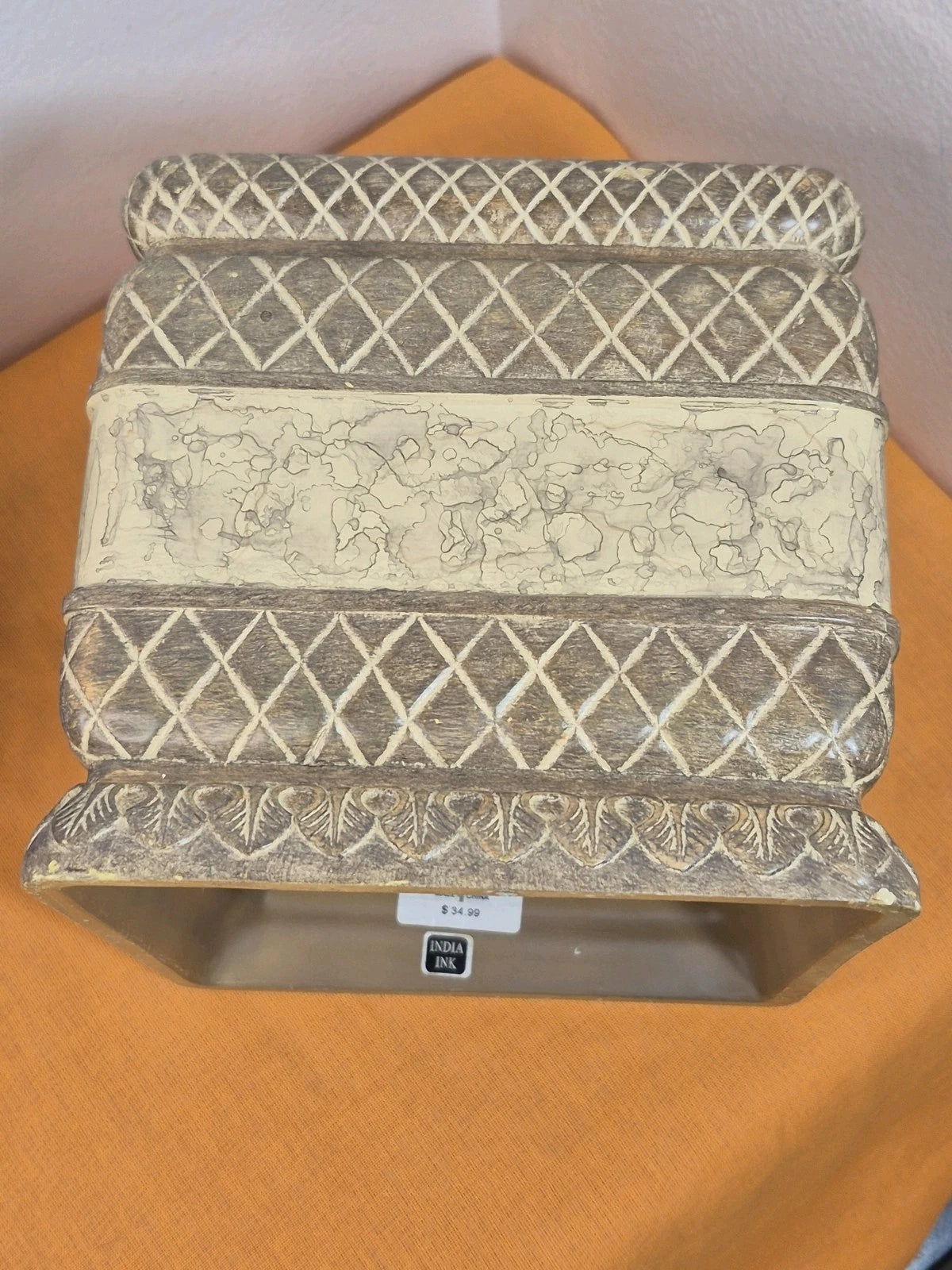 India Ink Corinthian Tissue Box Cover Resin 6"x6"x6" | eBay
