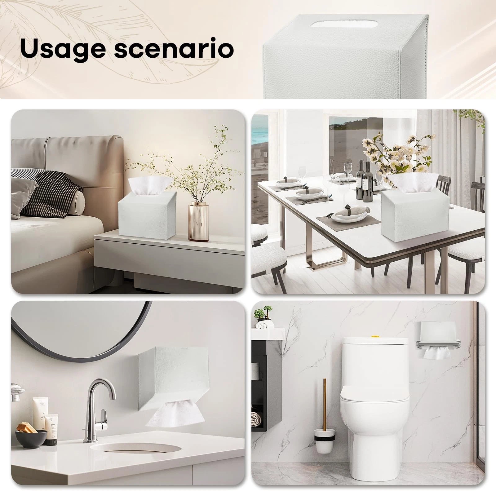 Leather Disposable Paper Hand Towels Tissue Box Cover Holder For Kleenex, Cream | eBay