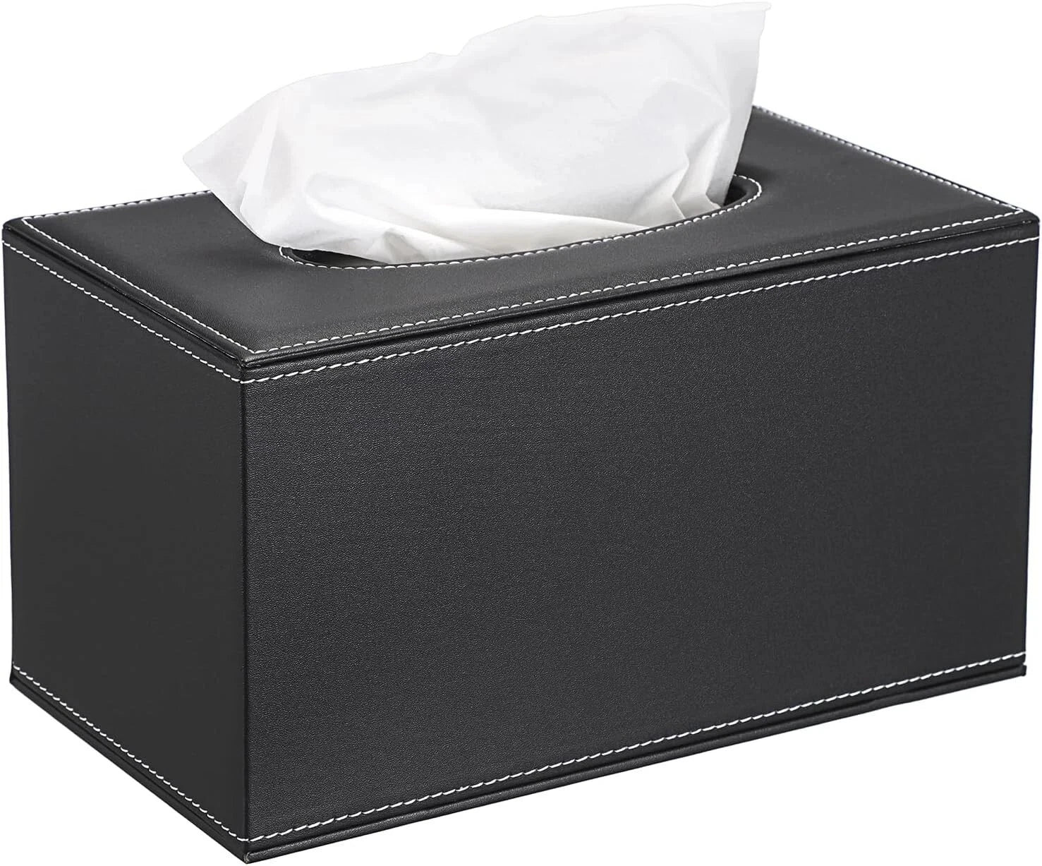 Large Black Rectangular Leather Tissue Box Cover with Magnetic Bottom forOffice | eBay