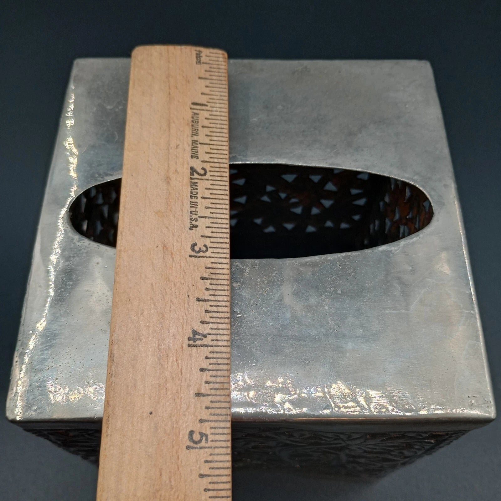 Metal Leaf Filigree Tissue Box Cover Heavy Silvertone | eBay