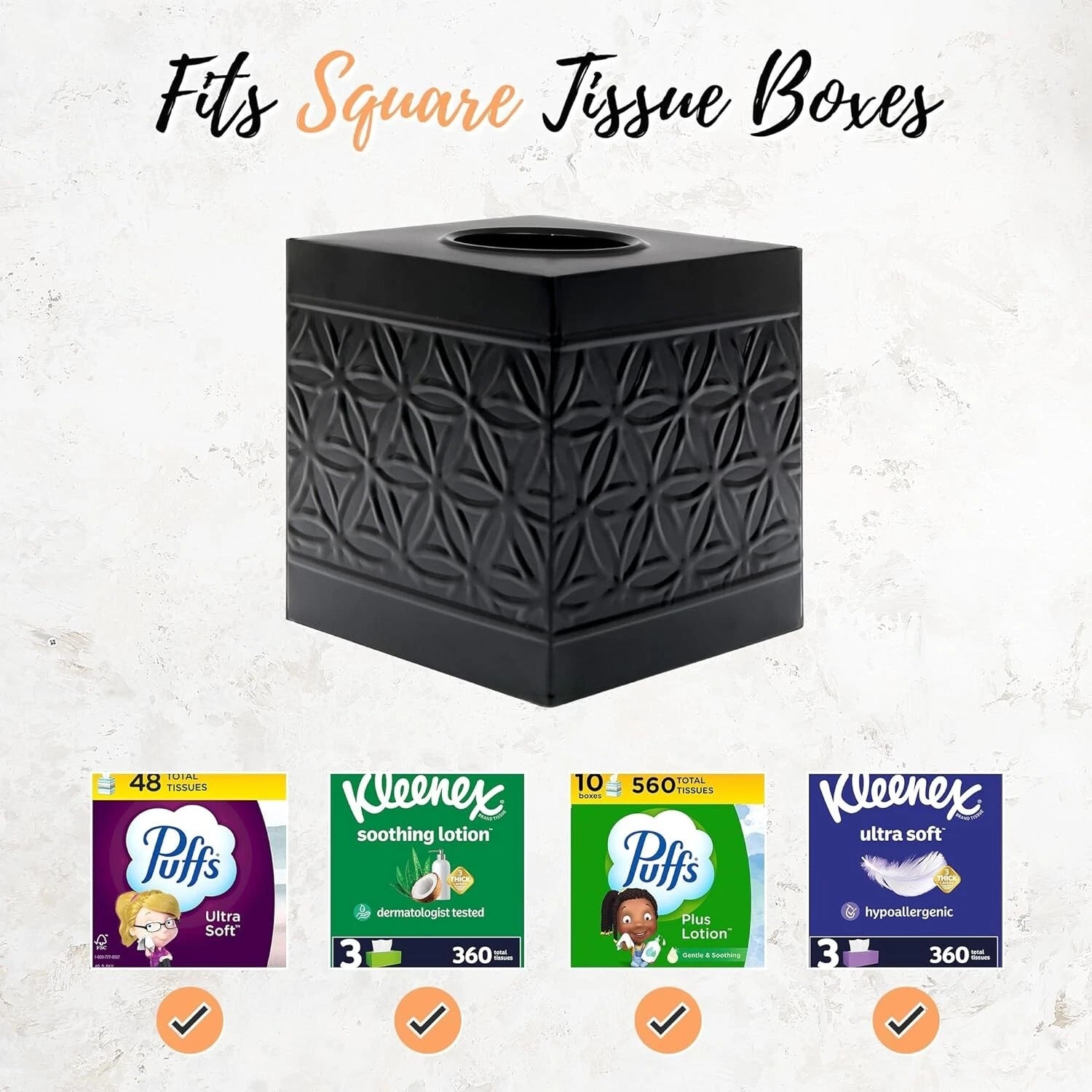 Autumn Alley Black Tissue Box Cover Square, Matte Black Bathroom Accessories | eBay