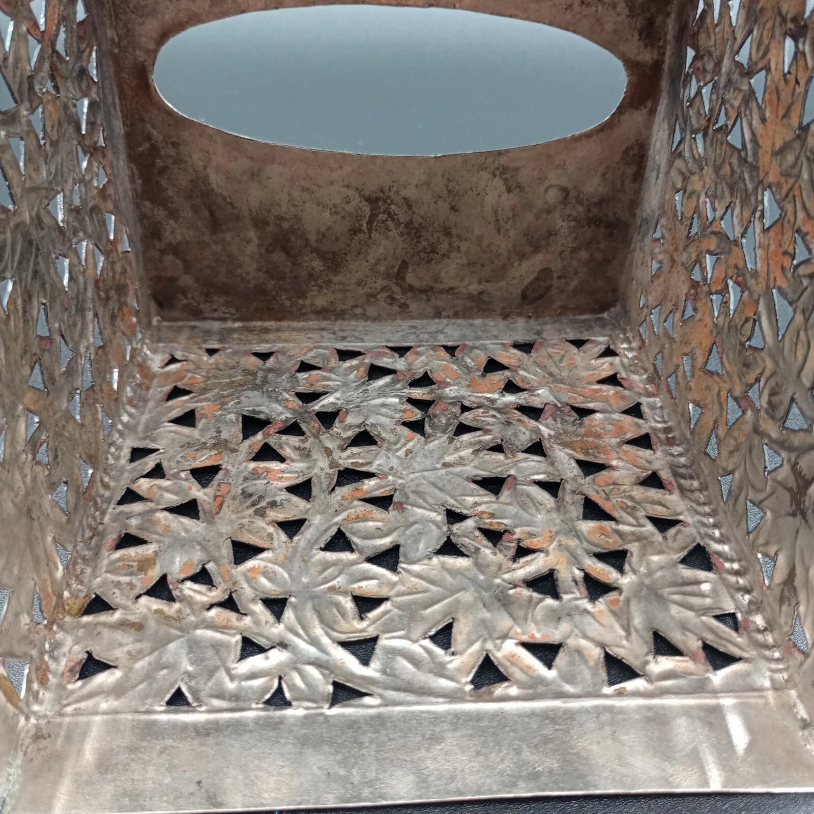 Metal Leaf Filigree Tissue Box Cover Heavy Silvertone | eBay