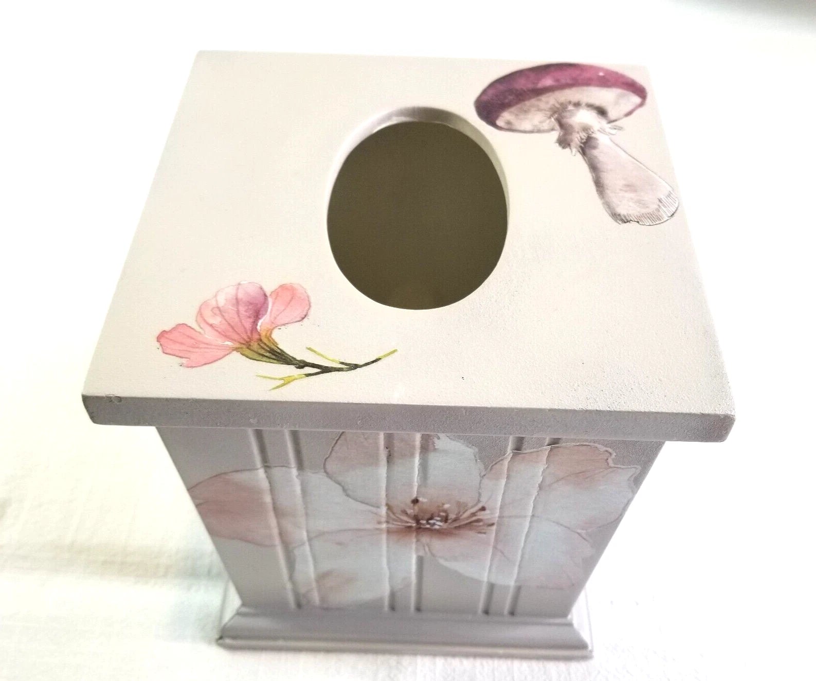 Tissue box cover wood large square Taupe Flowers | eBay