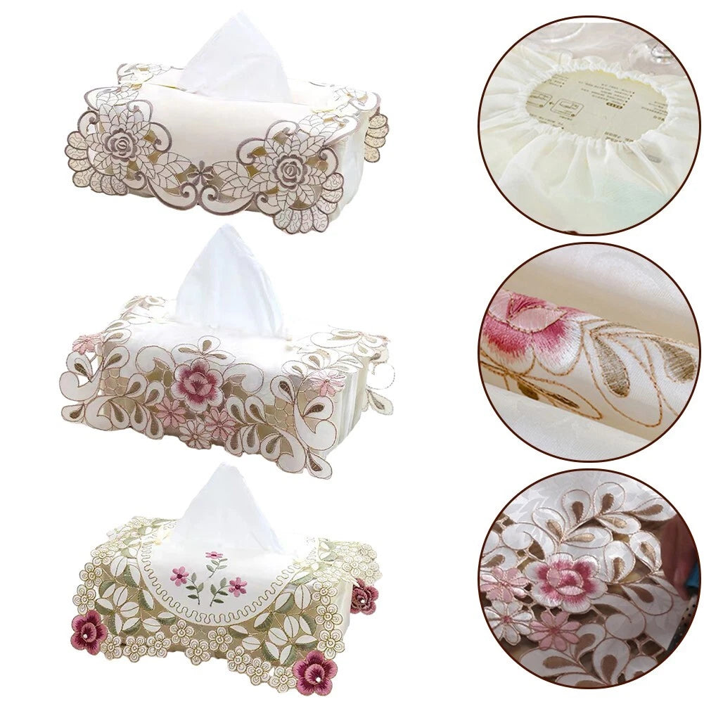 Exquisite Vintage Lace Fabric Tissue Box Cover Embroidered Tissue Box Cover | eBay