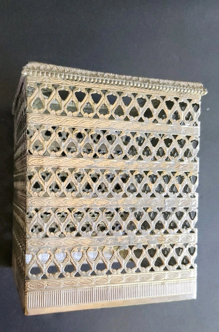 MCM Square Hollywood Regency Silver Tone Filigree Metal Tissue Box Cover Holder | eBay