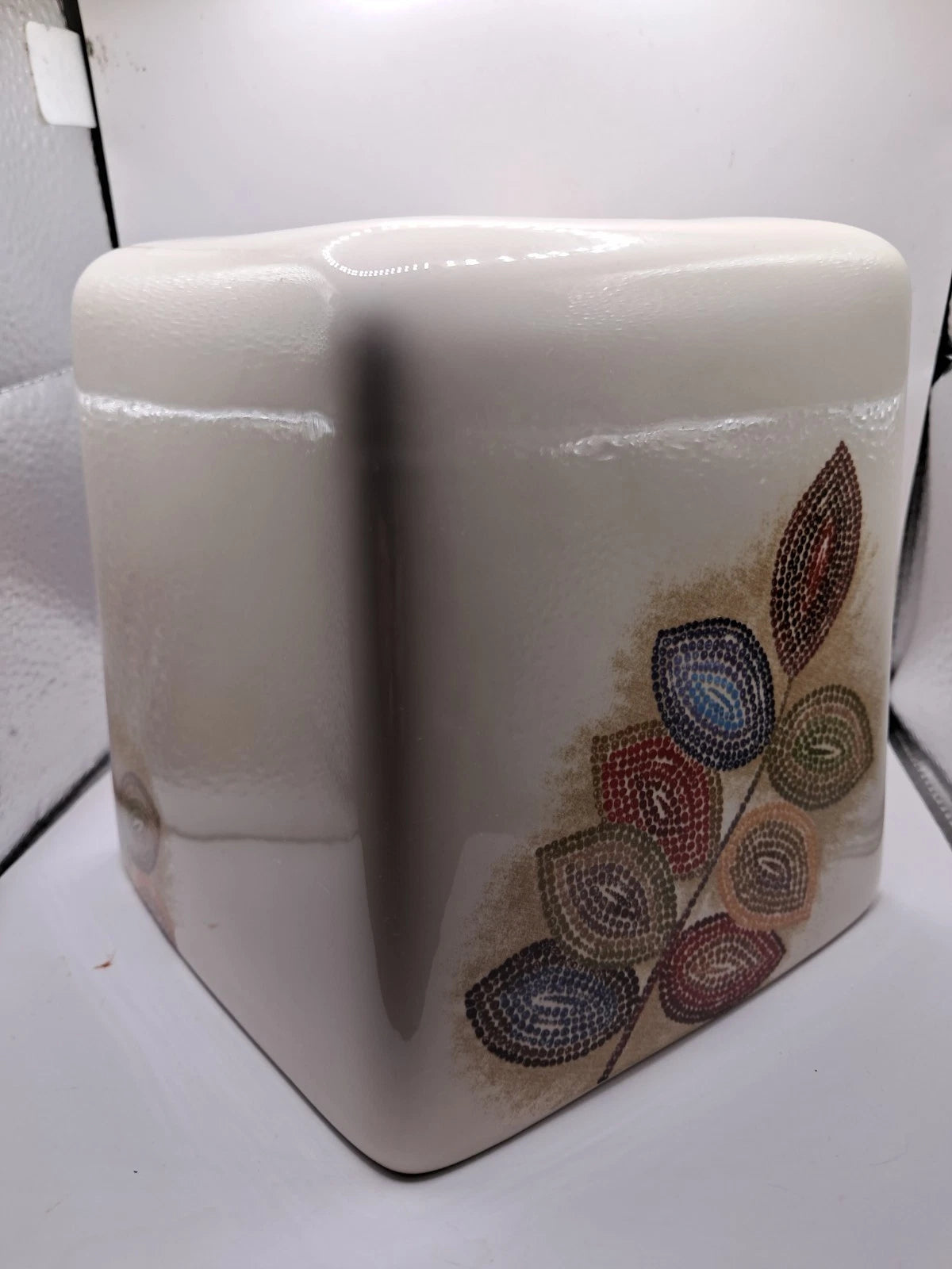 Croscill Ceramic Porcelain Tissue Box Cover Mosaic Leaves Bathroom 5.25" x 6" | eBay