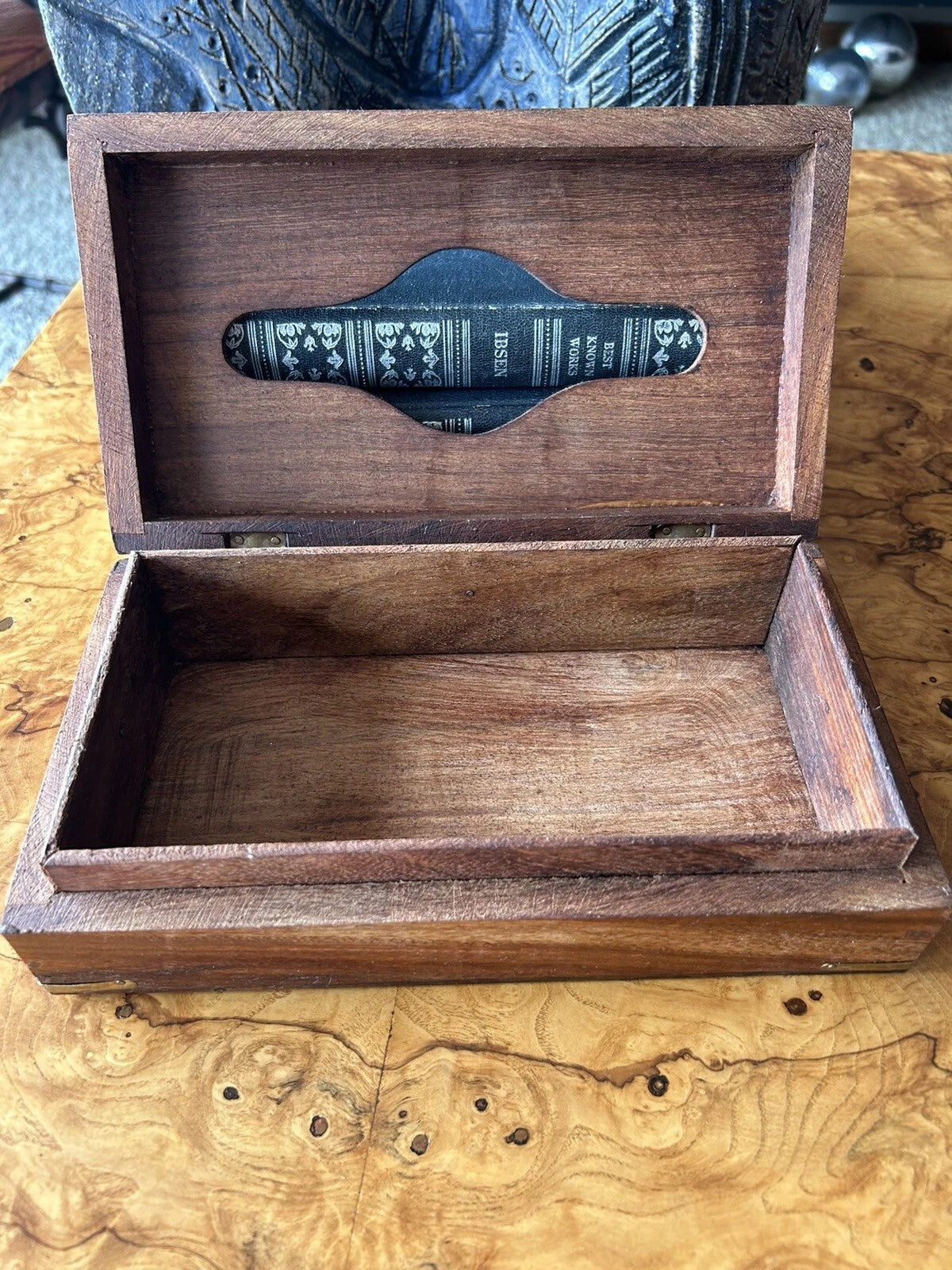 Hand Carved Wood Brass Inlay Tissue or Napkin Box Holder India Boho Decor | eBay
