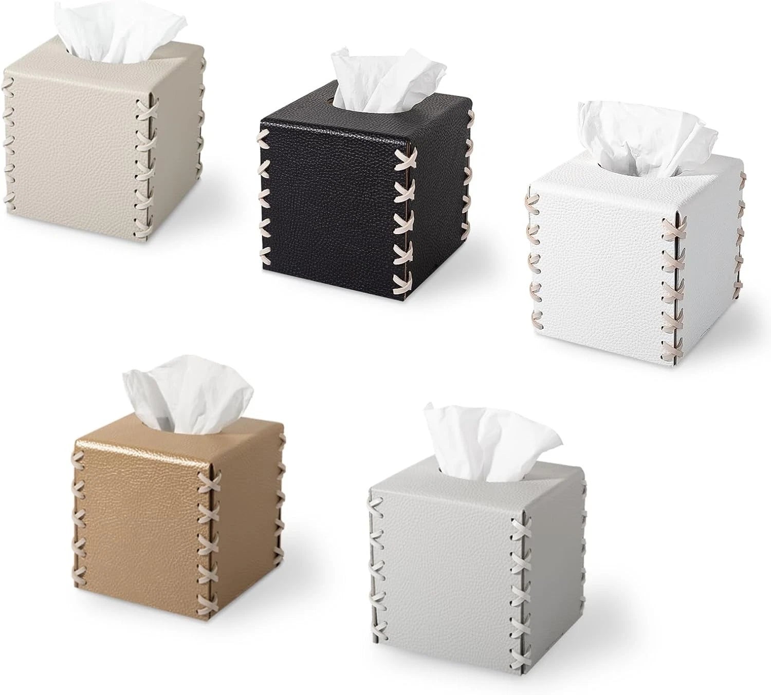 Tissue Box Cover PU Leather Holder Square Decorative Square, White | eBay