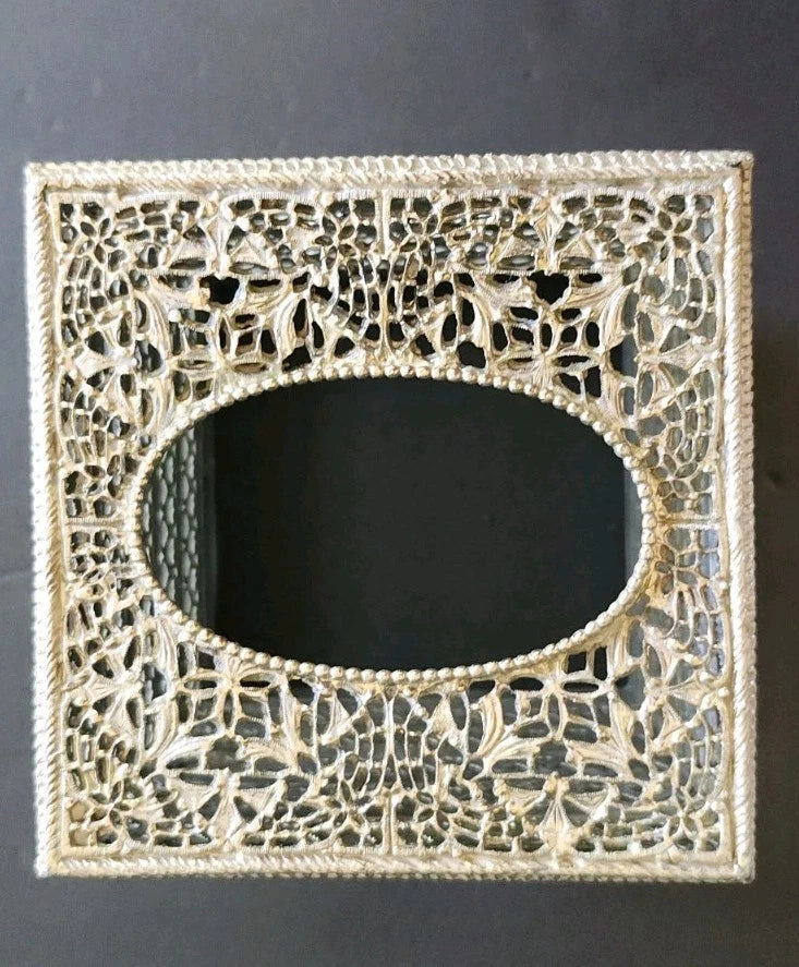 MCM Square Hollywood Regency Silver Tone Filigree Metal Tissue Box Cover Holder | eBay